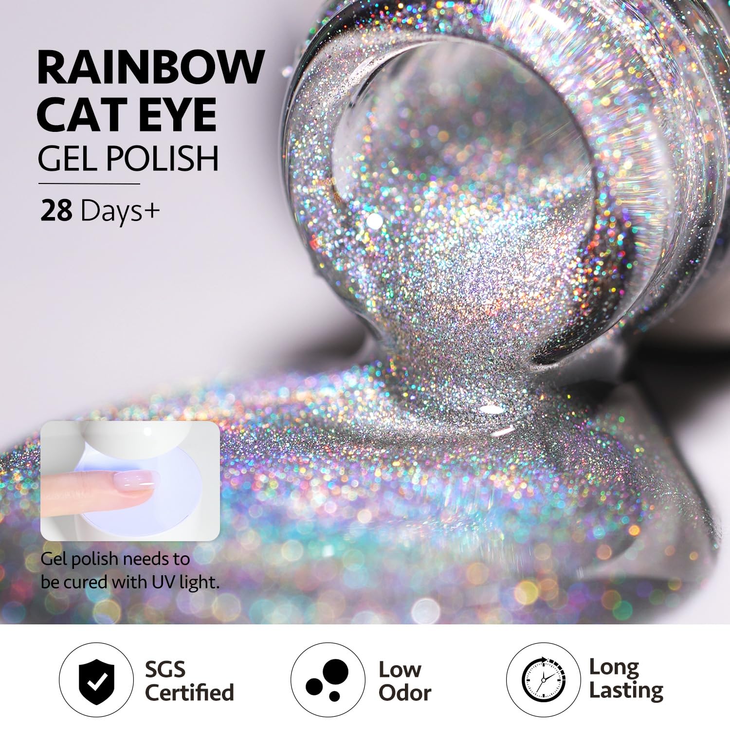 Foto 6 pulgar | Set De Esmaltes De Uñas Gaoy Rainbow Glitter Cat Eye Gel 6 Colores - Venta Internacional.