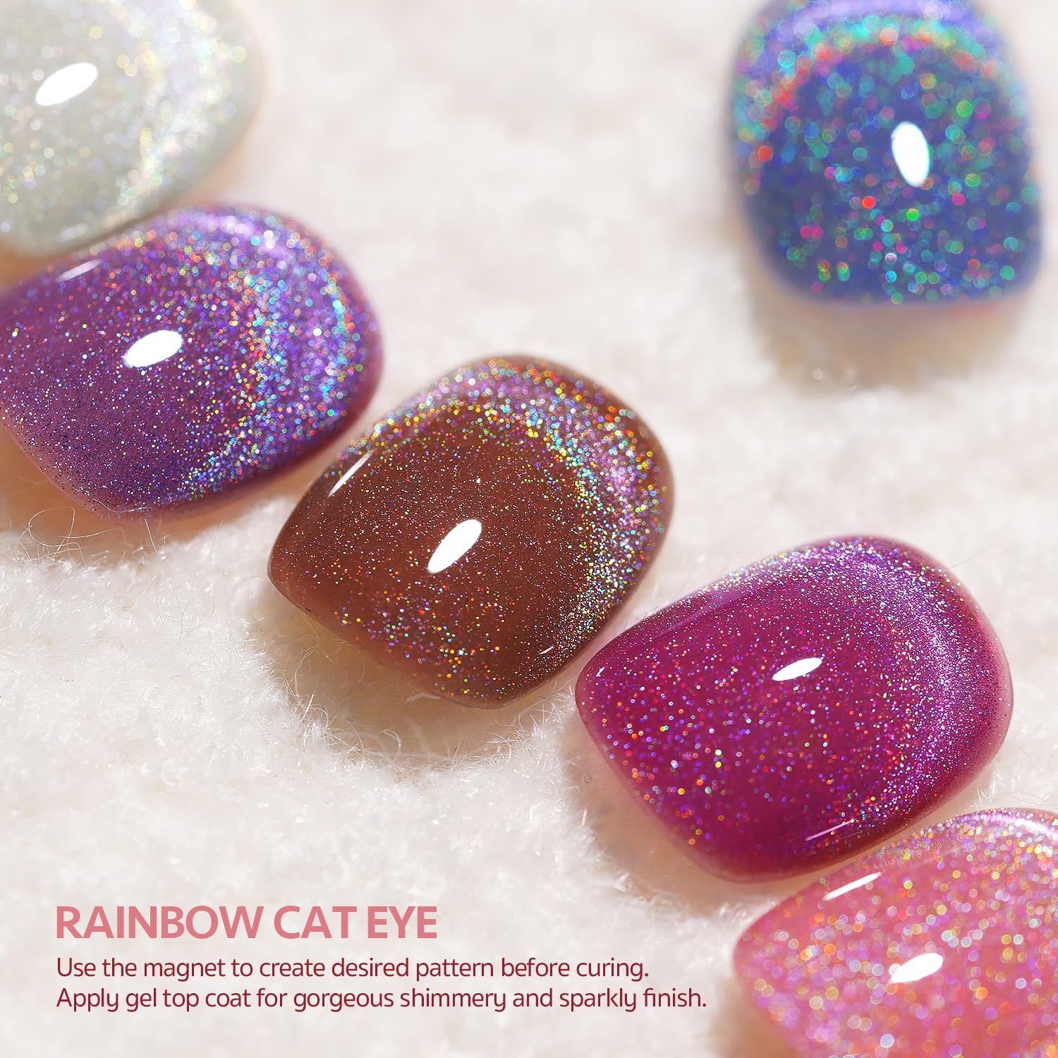 Foto 7 pulgar | Set De Esmaltes De Uñas Gaoy Rainbow Glitter Cat Eye Gel 6 Colores - Venta Internacional.