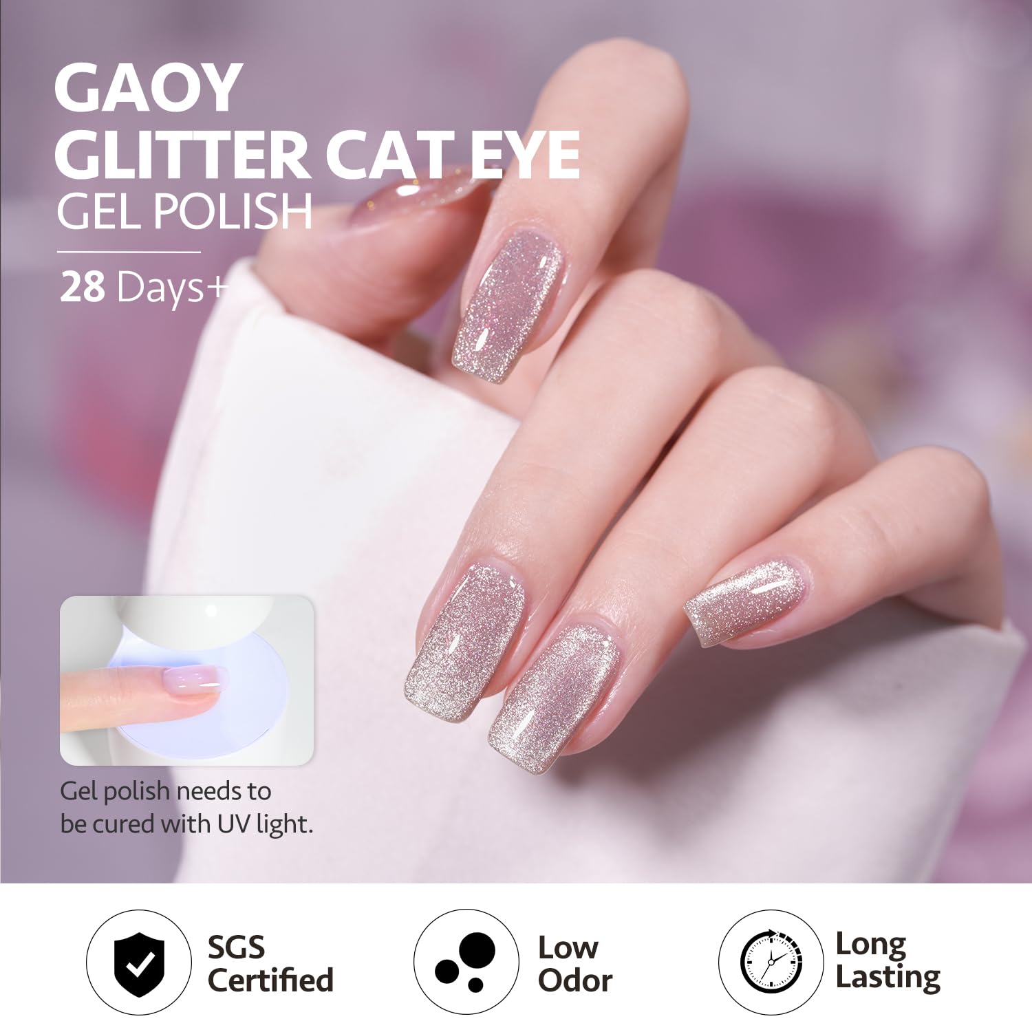 Foto 5 pulgar | Esmalte De Uñas Gaoy Pink Glassy Cat Eye Gel 16 Ml Con Imán 2146 - Venta Internacional.