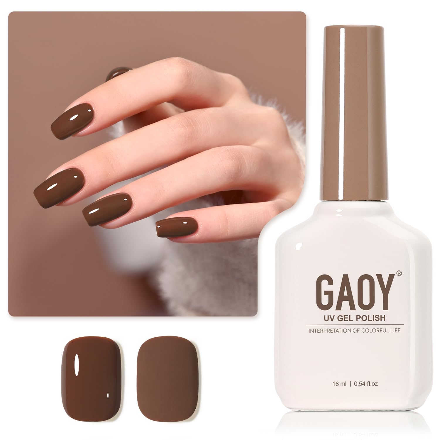 Esmalte De Uñas En Gel Gaoy Brown, 16 Ml, Remoja Y Cura Con Luz Uv - Venta Internacional.