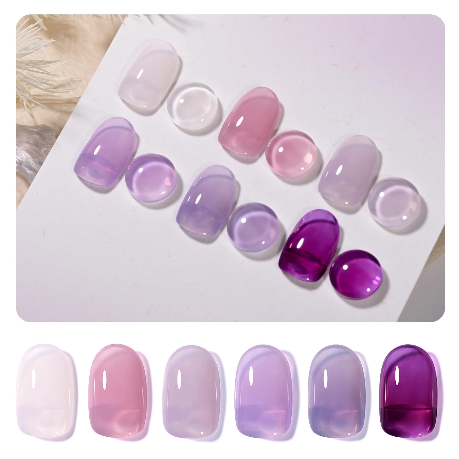 Set De Esmaltes De Uñas Gaoy Jelly Purple Gel 6 Colores, 6,5 Ml - Venta Internacional.