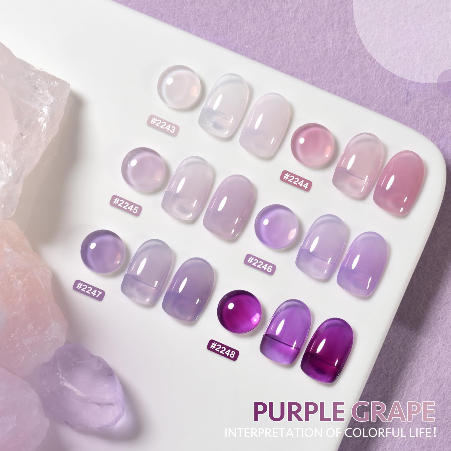 Foto 3 pulgar | Set De Esmaltes De Uñas Gaoy Jelly Purple Gel 6 Colores, 6,5 Ml - Venta Internacional.