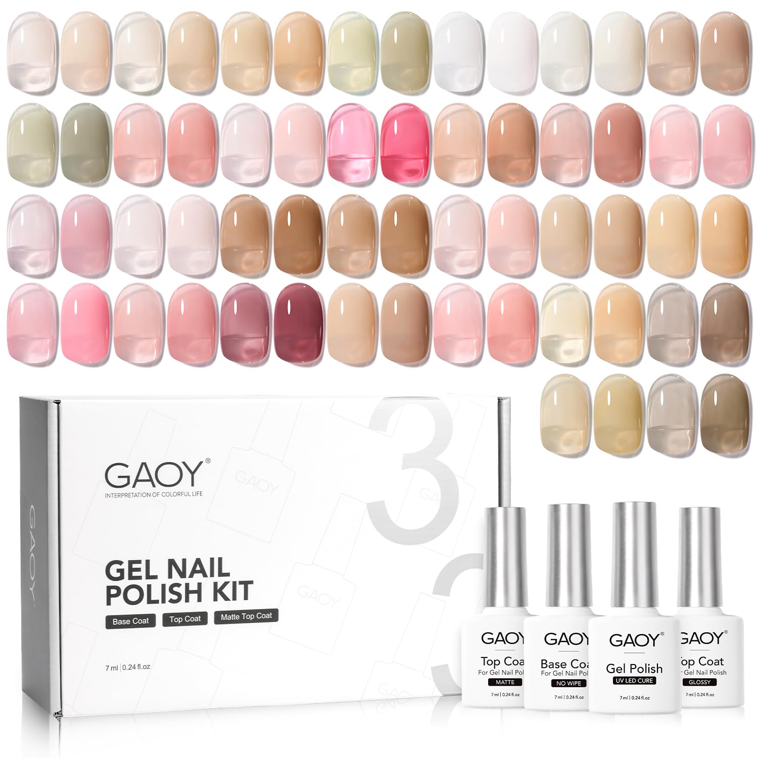 Foto 1 | Kit De Esmaltes De Uñas Gaoy Jelly Gel Sheer Pink, 33 Unidades Con Capa Superior - Venta Internacional.