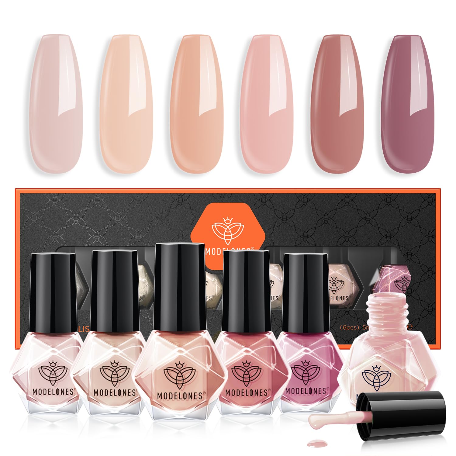 Set De Esmaltes De Uñas Modelones, 6 Colores, Nude, Rosa Y Marrón, Para Mujer - Venta Internacional.