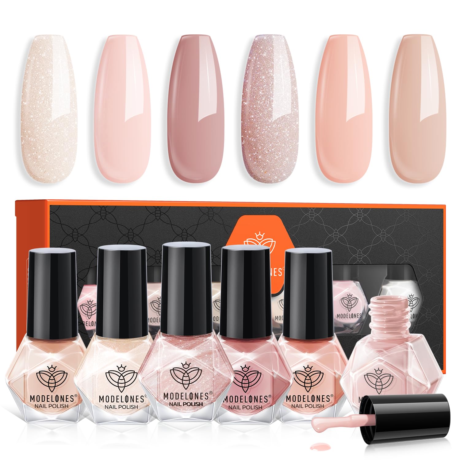 Set De Esmaltes De Uñas Modelones, 6 Colores, Neutro, Nude, Bubble Bath - Venta Internacional.