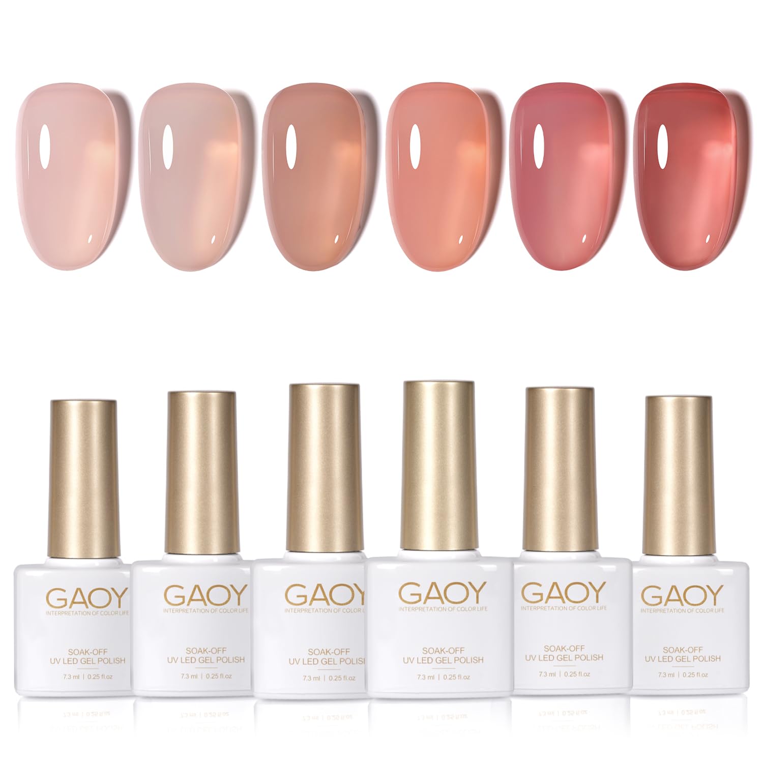 Set De Esmaltes De Uñas Gaoy Jelly Nude Gel, 6 Colores, 7,3 Ml, Luz Uv - Venta Internacional.