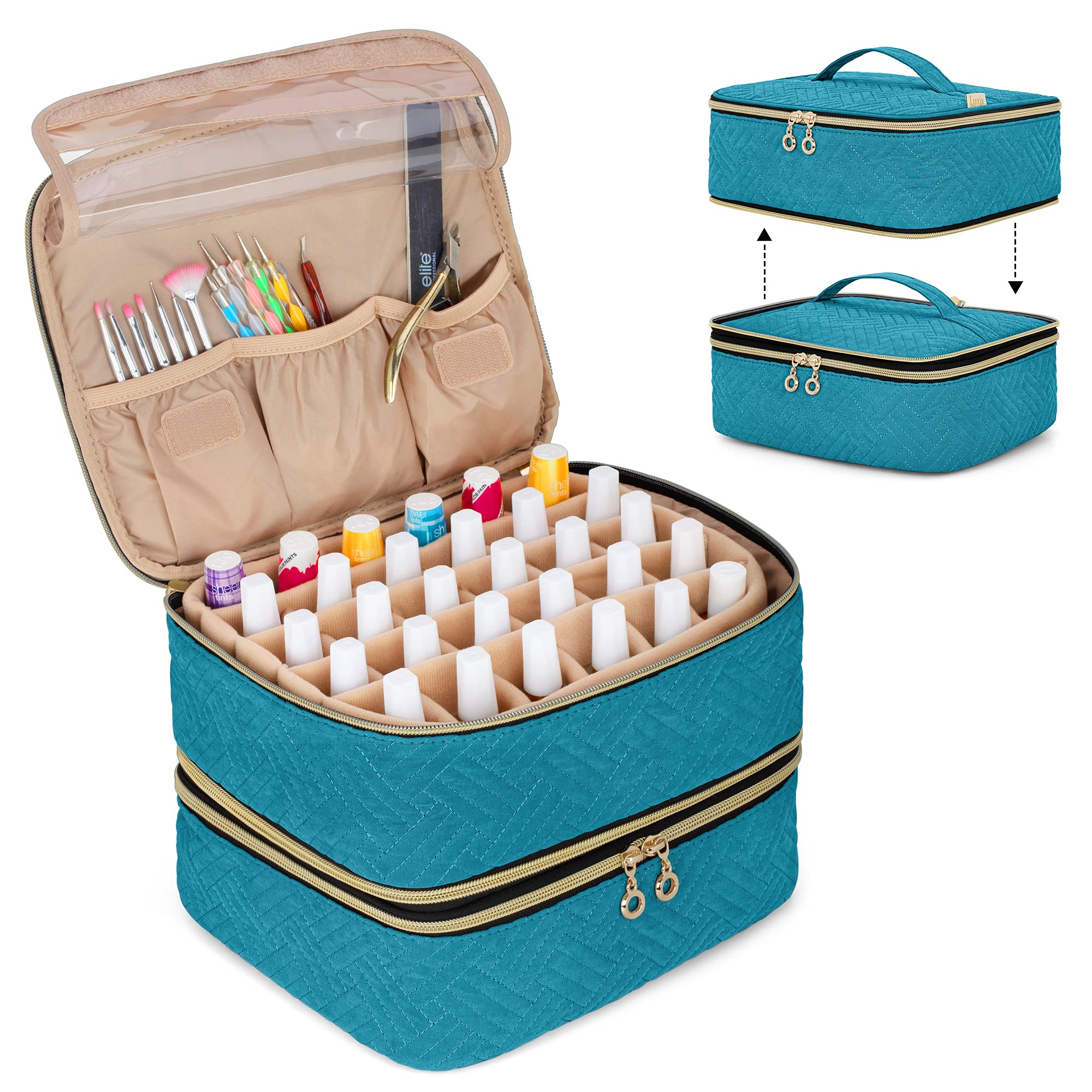 Foto 1 | Organizador De Esmaltes De Uñas Luxja Desmontable De 2 Capas, Color Verde Azulado - Venta Internacional.
