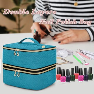 Foto 7 | Organizador De Esmaltes De Uñas Luxja Desmontable De 2 Capas, Color Verde Azulado - Venta Internacional.