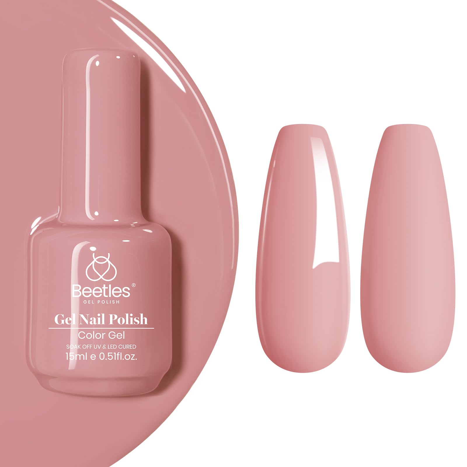 Esmalte De Uñas En Gel Beetles Pastel Nude Pink, 15 Ml - Venta Internacional.