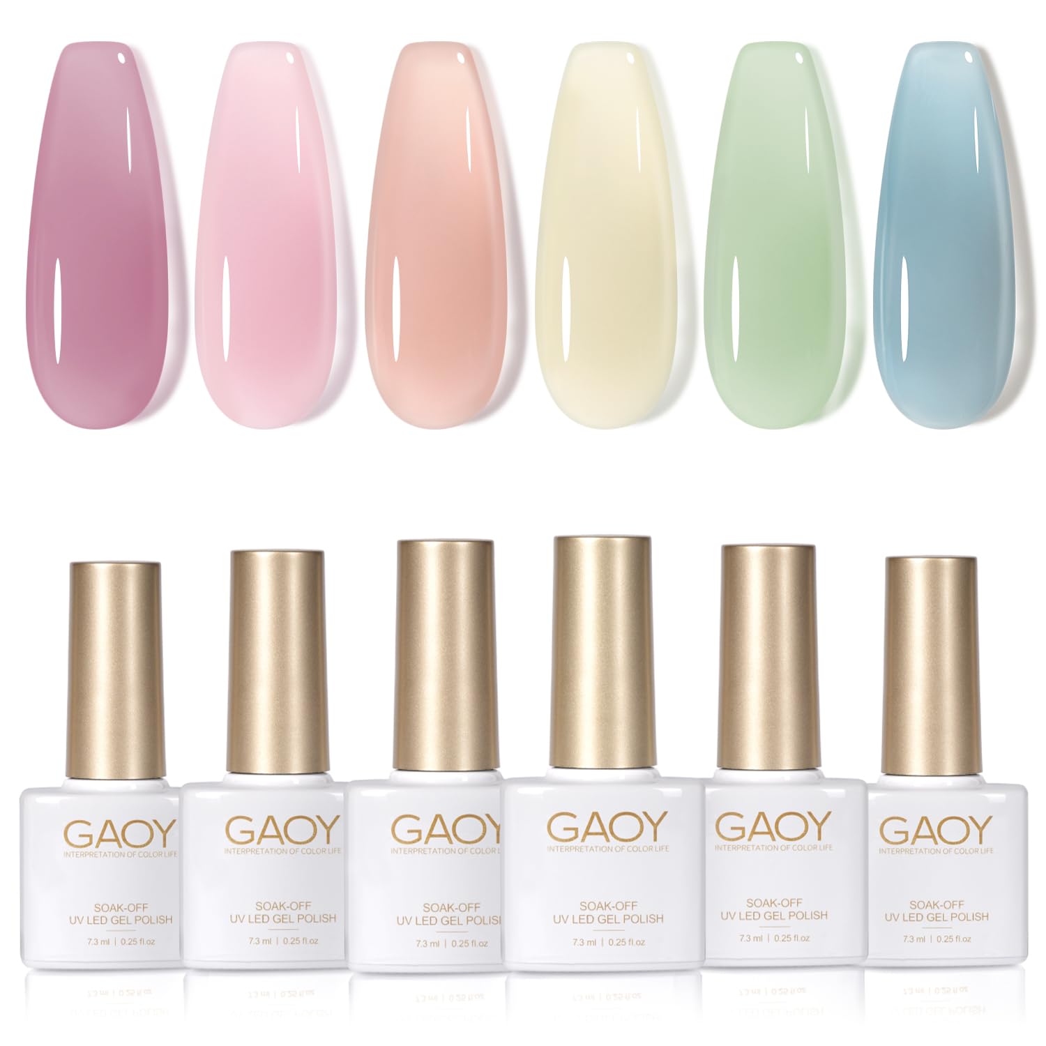 Set De Esmaltes De Uñas Gaoy Jelly Blue Summer Gel 6 Colores, 7,3 Ml - Venta Internacional.