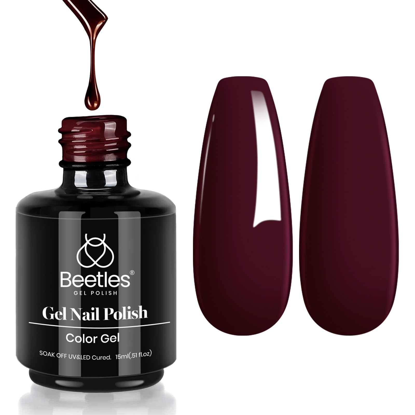 Esmalte De Uñas En Gel Beetles Winter Merlot Wine, 15 Ml - Venta Internacional.