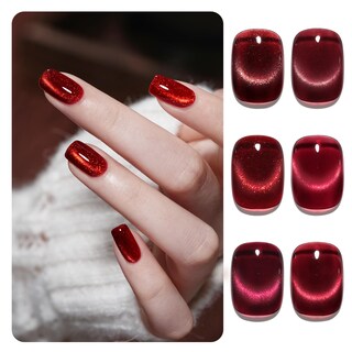 Foto 1 | Juego De Esmaltes De Uñas Gaoy Jelly Red Glitter Cat Eye Gel Con Imán - Venta Internacional.