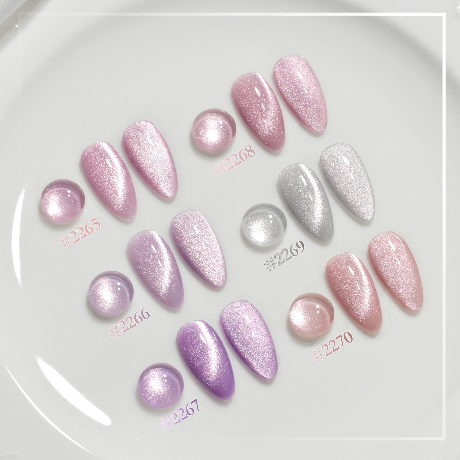 Foto 3 pulgar | Set De Esmaltes De Uñas Gaoy Glitter Purple Cat Eye Con Imán, 7,3 Ml X6 - Venta Internacional.