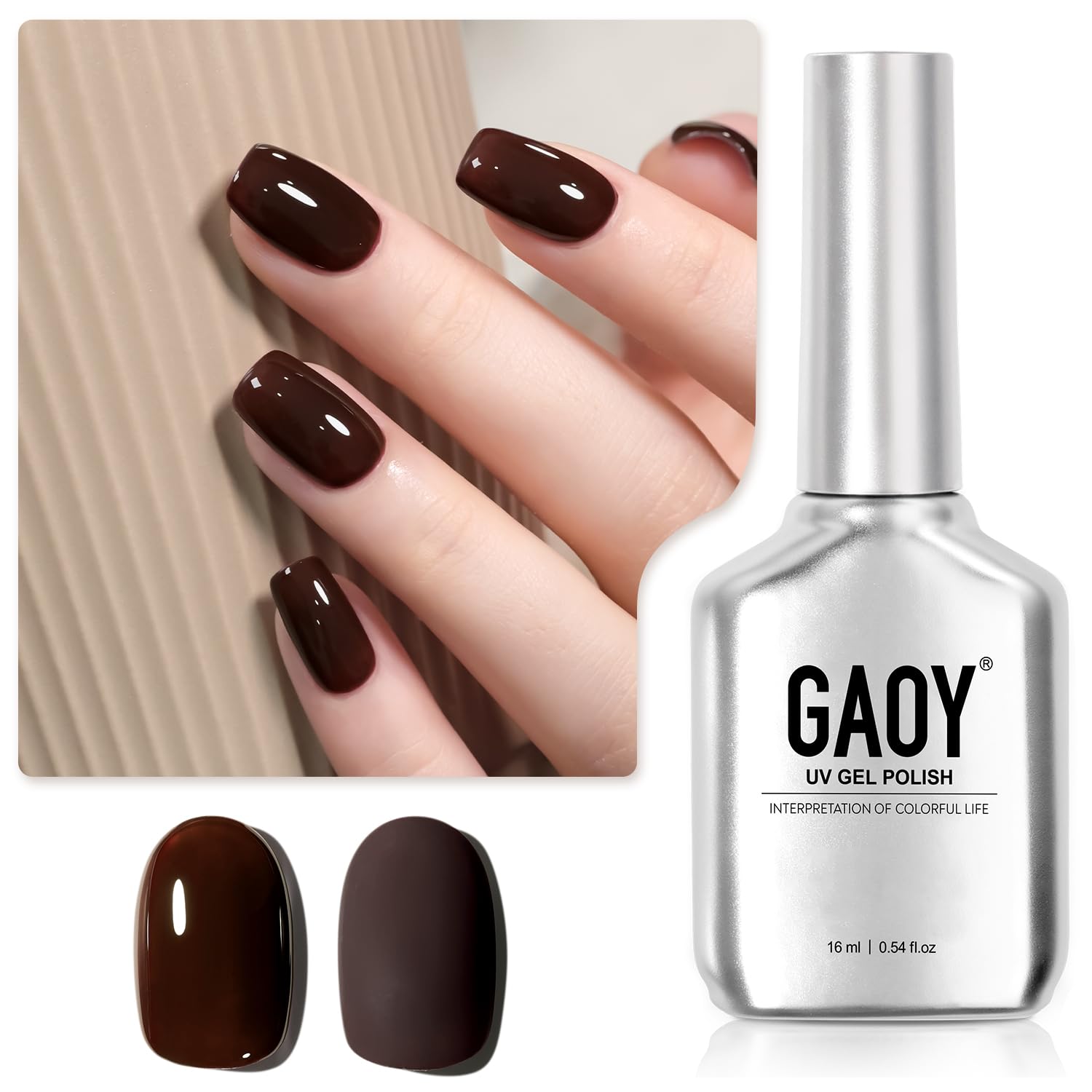 Esmalte De Uñas En Gel Gaoy Molten Chocolate, 16 Ml, Remojo Con Rayos Uv/led - Venta Internacional.
