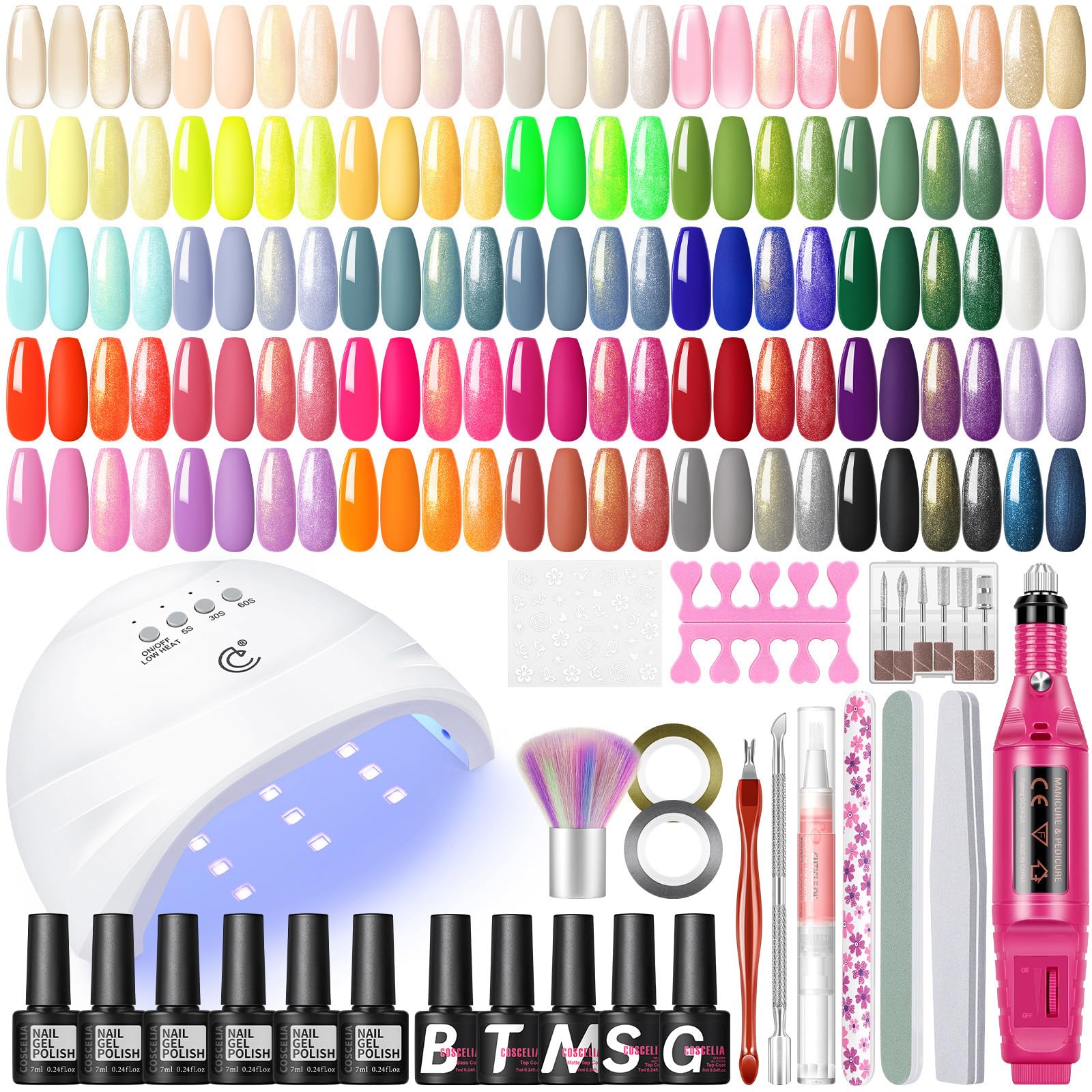 Foto 1 | Kit De Esmalte De Uñas En Gel Coscelia Con Luz Uv Y Taladro, 35 Colores - Venta Internacional.