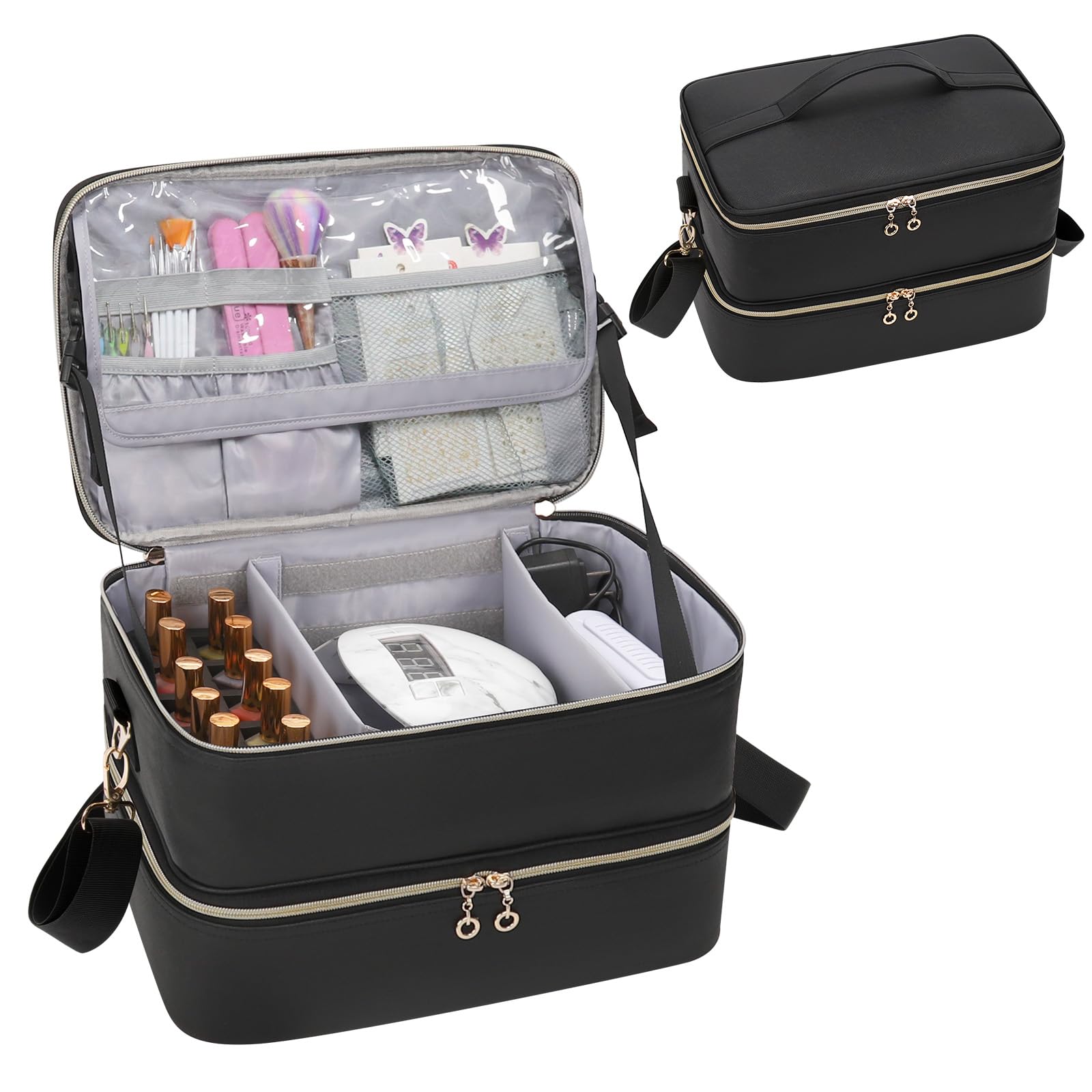 Foto 2 pulgar | Funda Organizadora Para Esmaltes De Uñas, Piel Etérea, Color Negro, Más De 50 Botellas - Venta Internacional.