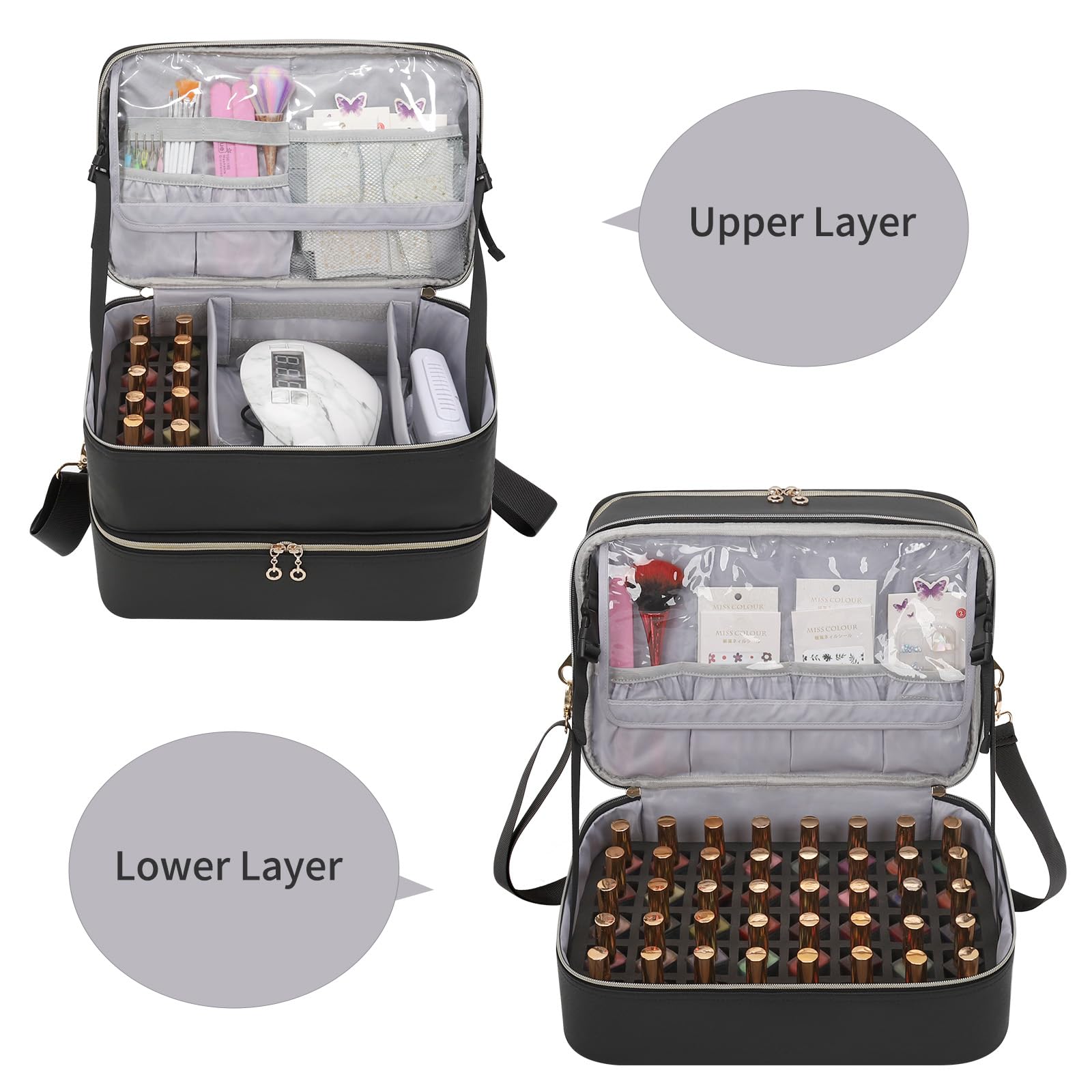 Foto 3 pulgar | Funda Organizadora Para Esmaltes De Uñas, Piel Etérea, Color Negro, Más De 50 Botellas - Venta Internacional.