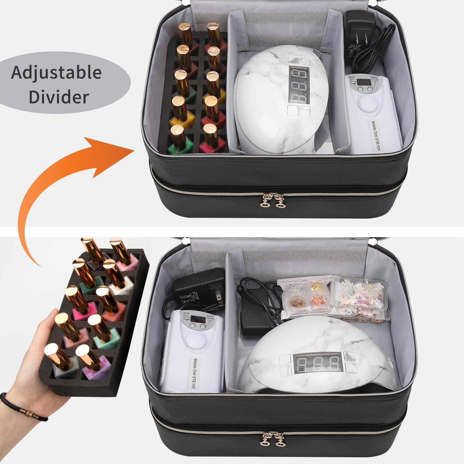 Foto 4 pulgar | Funda Organizadora Para Esmaltes De Uñas, Piel Etérea, Color Negro, Más De 50 Botellas - Venta Internacional.