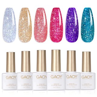 Foto 1 | Set De Esmaltes De Uñas Gaoy Disco Glitter Gel, 6 Colores Del Arcoíris, 7,3 Ml - Venta Internacional.