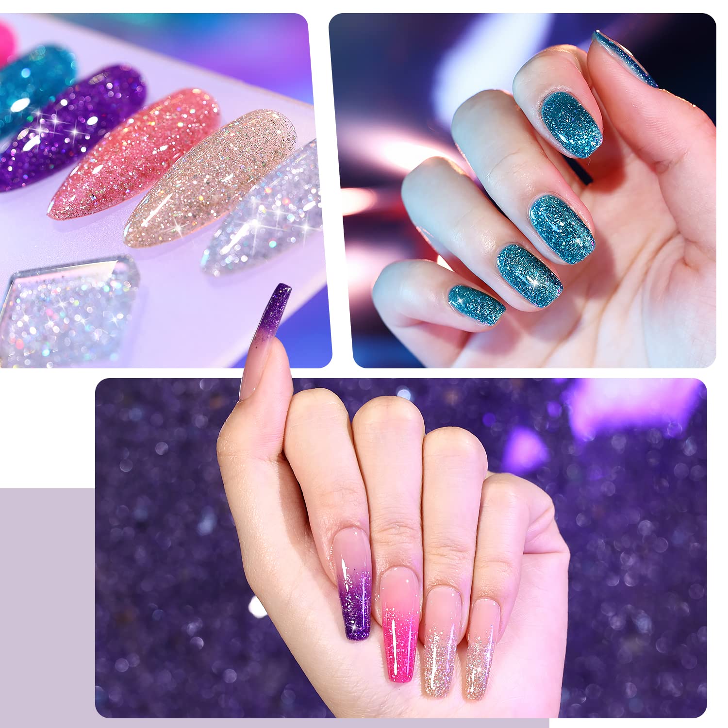 Foto 4 pulgar | Set De Esmaltes De Uñas Gaoy Disco Glitter Gel, 6 Colores Del Arcoíris, 7,3 Ml - Venta Internacional.