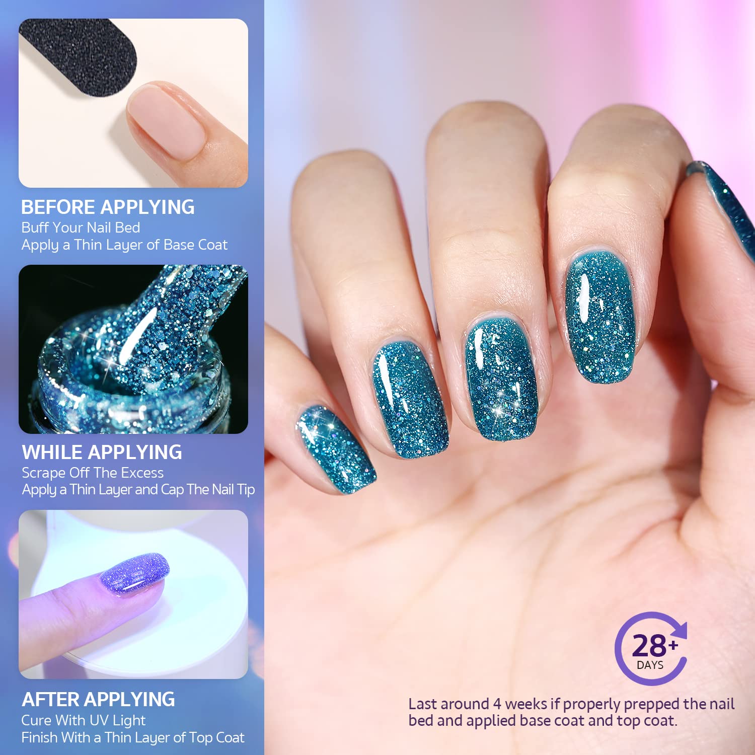 Foto 5 pulgar | Set De Esmaltes De Uñas Gaoy Disco Glitter Gel, 6 Colores Del Arcoíris, 7,3 Ml - Venta Internacional.