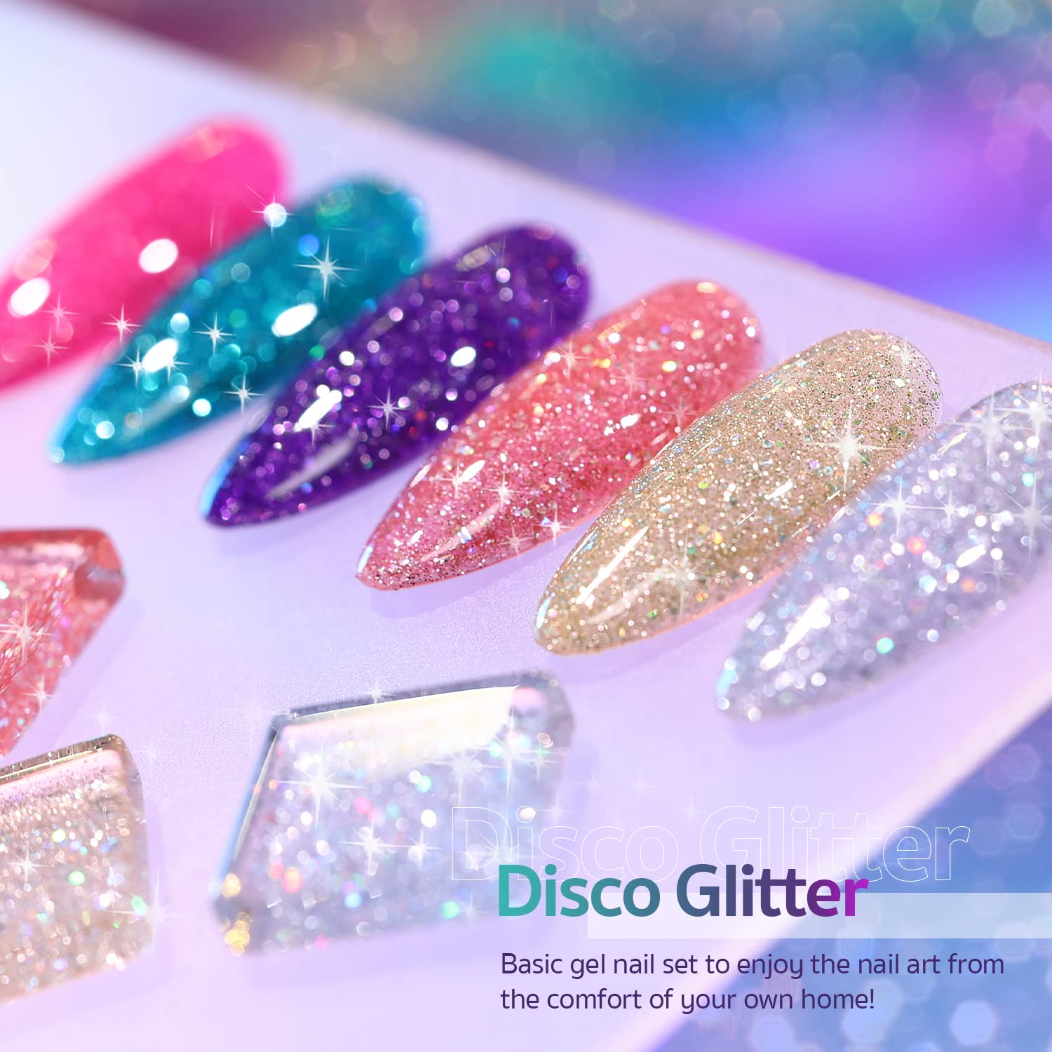 Foto 7 pulgar | Set De Esmaltes De Uñas Gaoy Disco Glitter Gel, 6 Colores Del Arcoíris, 7,3 Ml - Venta Internacional.