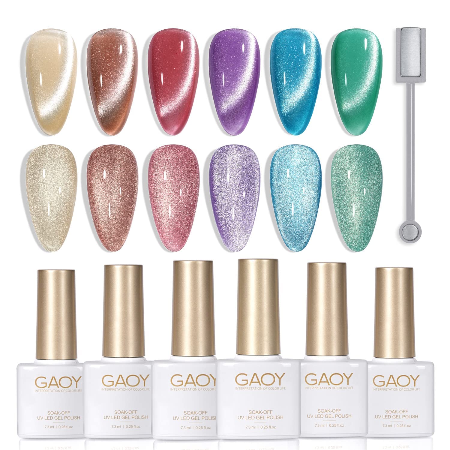 Foto 1 | Juego De Esmaltes De Uñas Gaoy Glitter Galaxy Cat Eye Gel Con Imán De 7,3 Ml - Venta Internacional.
