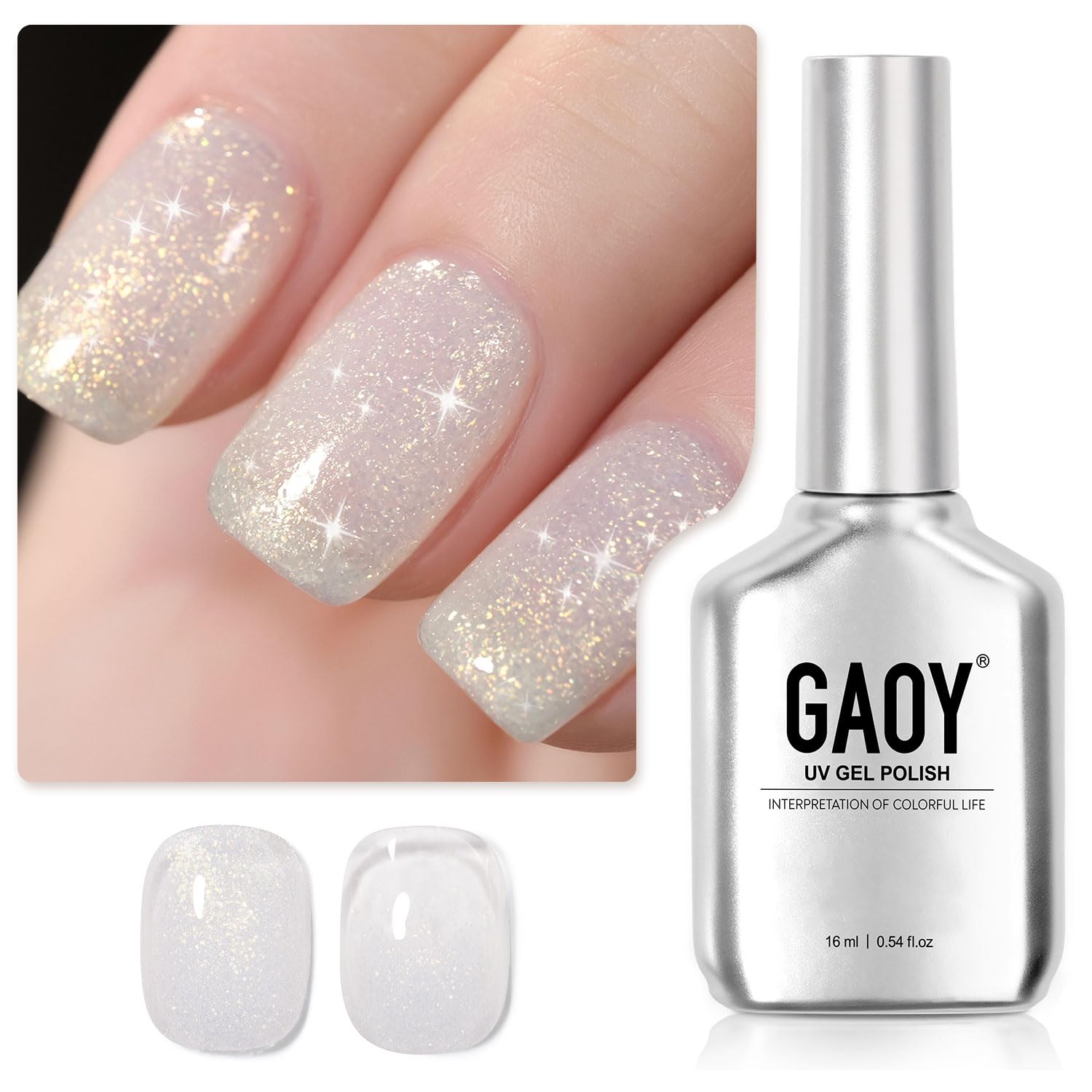 Esmalte De Uñas Gaoy Shimmer Gel 16 Ml Translúcido Jelly Glitter - Venta Internacional.