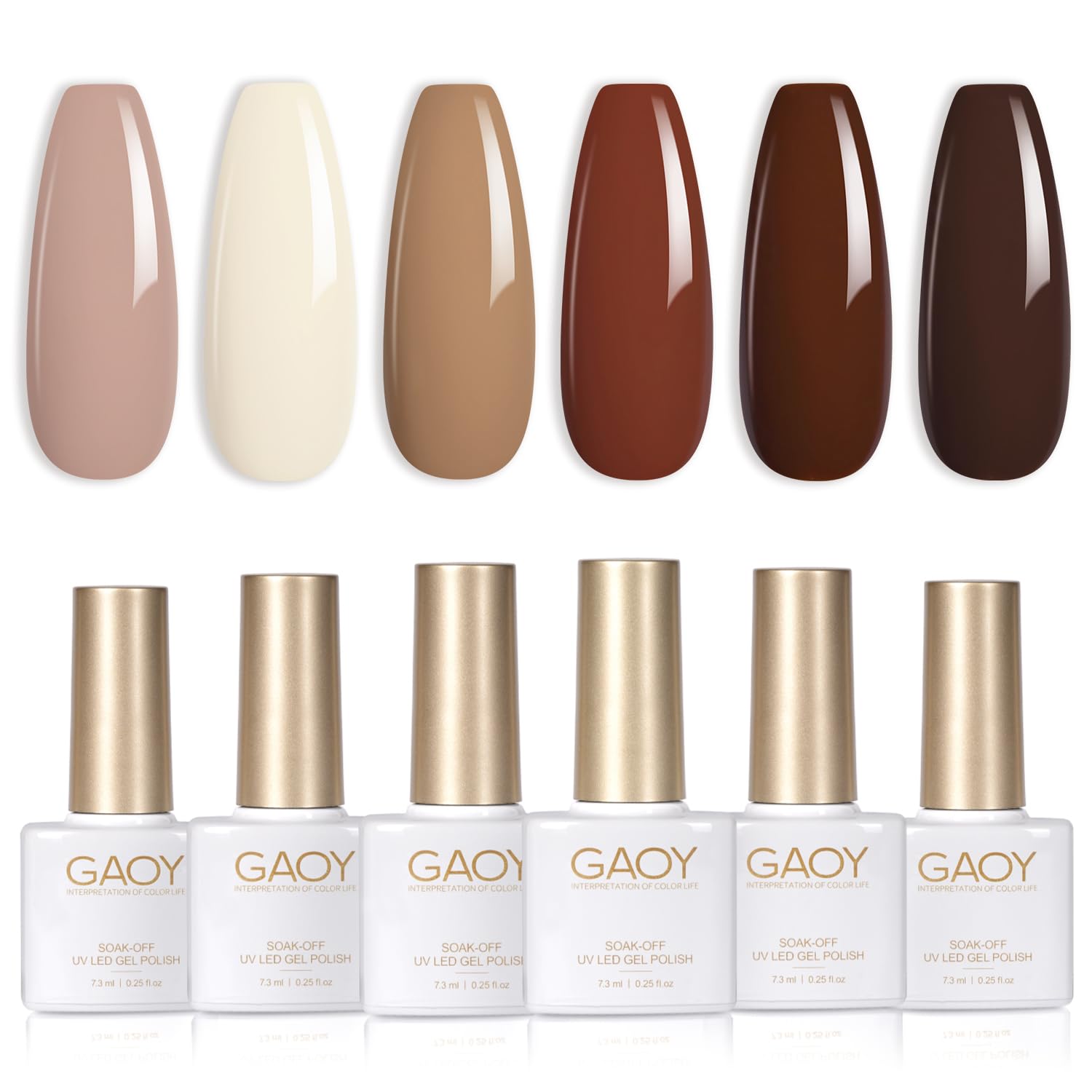 Set De Esmaltes De Uñas En Gel Gaoy Nude Brown Fall, 6 Colores, 7,3 Ml - Venta Internacional.