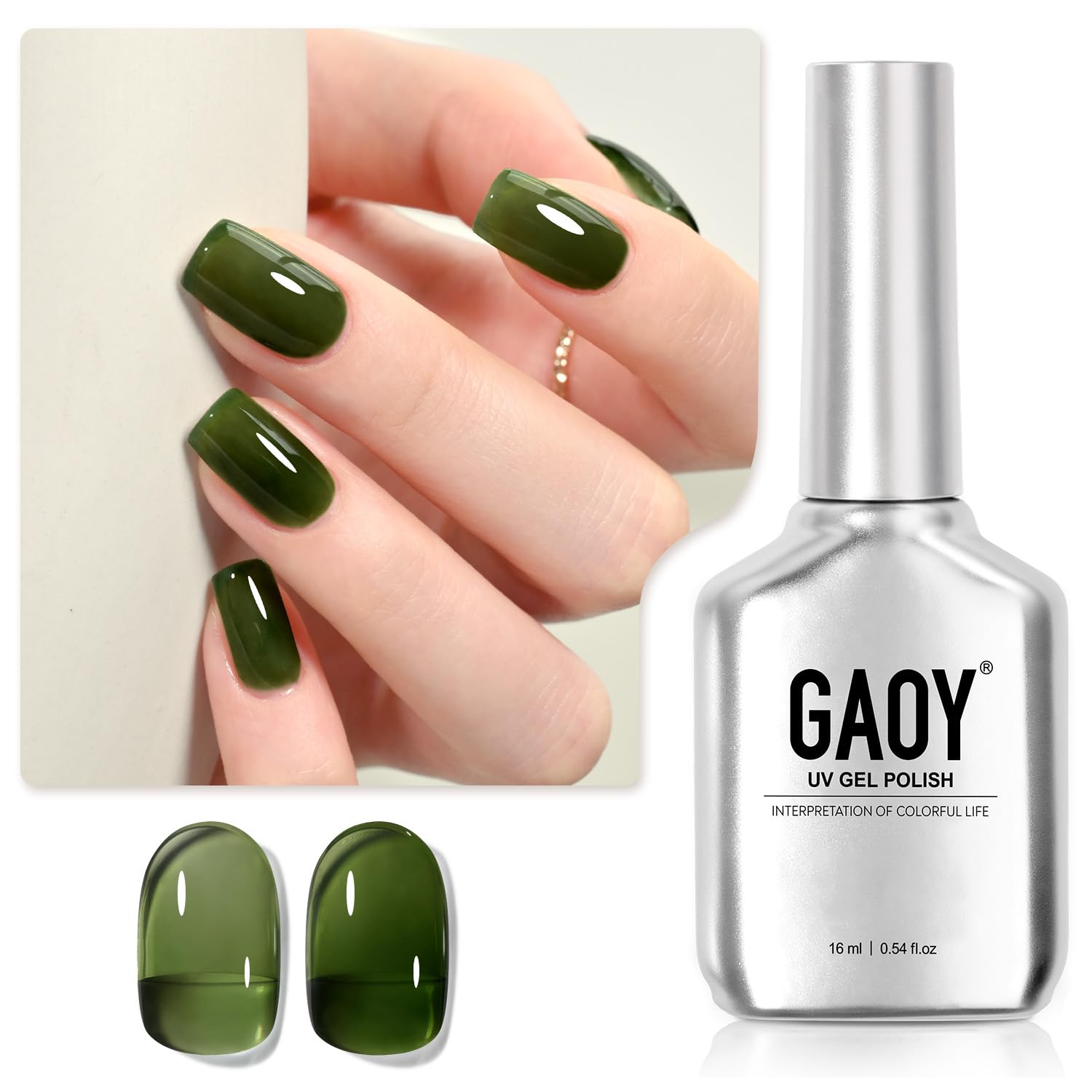 Esmalte De Uñas Gaoy Jelly Gel 16 Ml, Color Verde Translúcido - Venta Internacional.