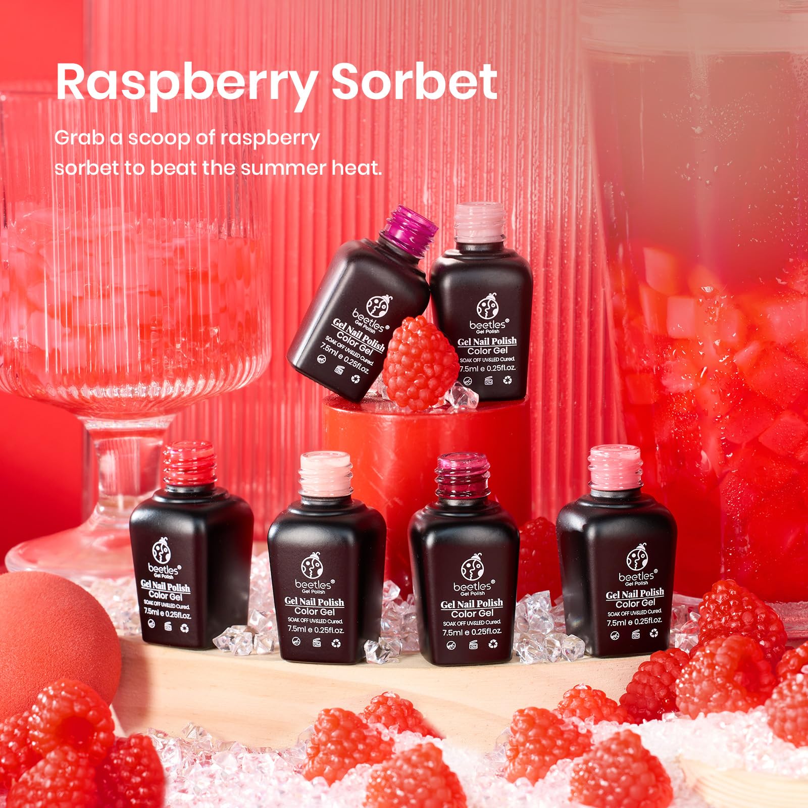 Foto 2 | Set De Esmaltes En Gel Beetles, 6 Unidades, Burdeos, Rojo, Morado Y Marrón - Venta Internacional.