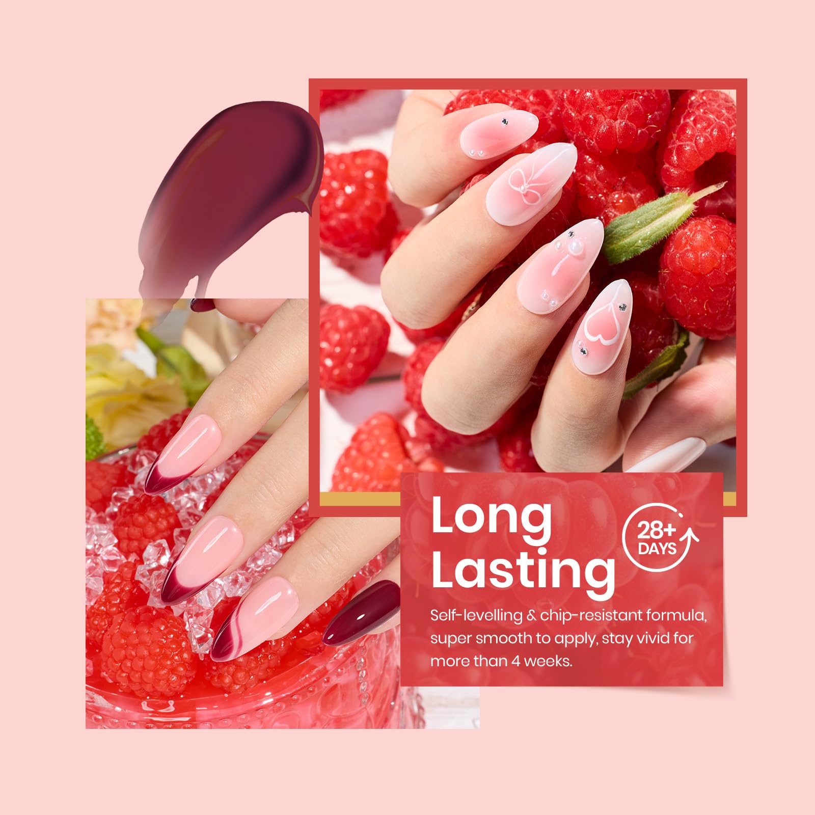 Foto 5 | Set De Esmaltes En Gel Beetles, 6 Unidades, Burdeos, Rojo, Morado Y Marrón - Venta Internacional.
