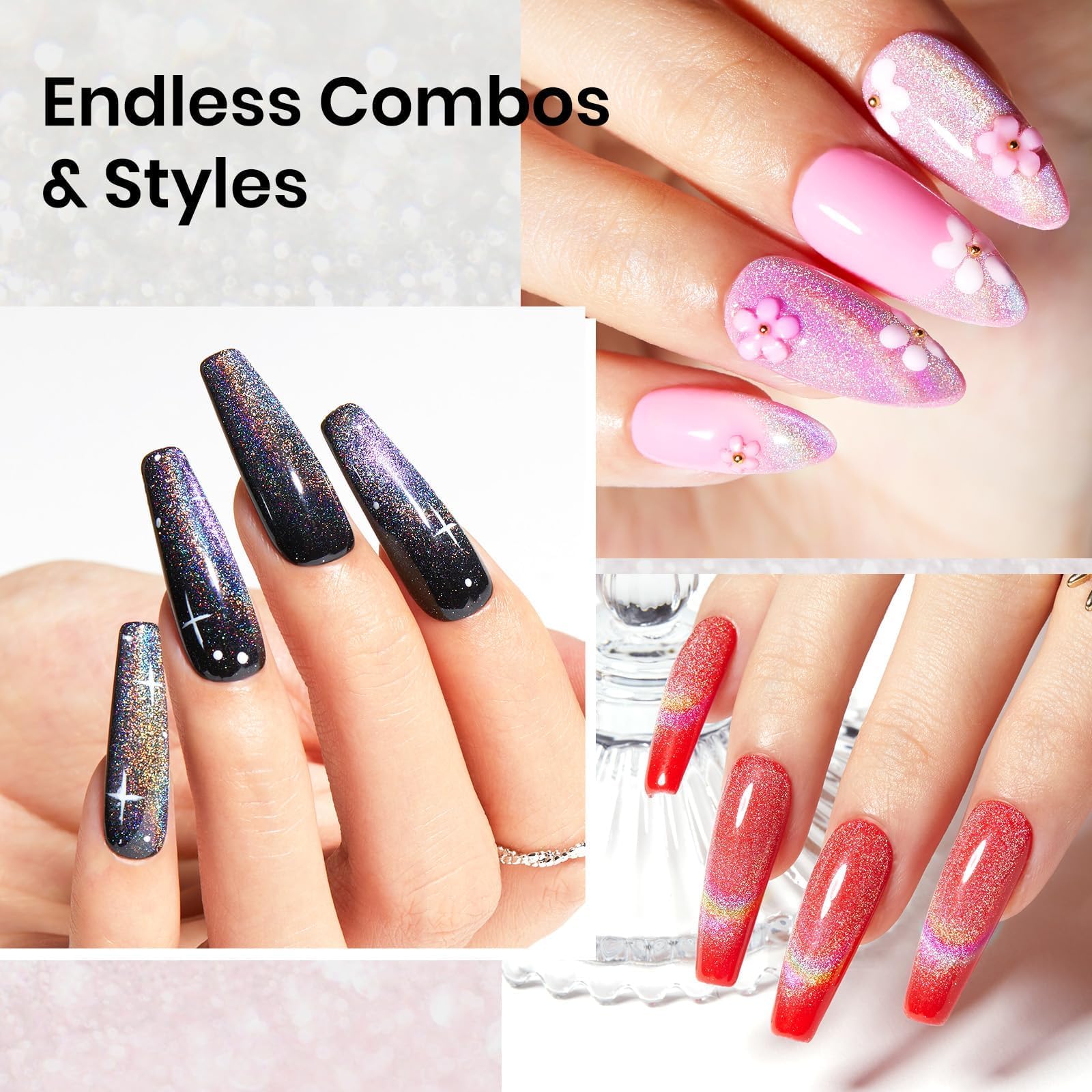 Foto 7 pulgar | Esmalte De Uñas Beetles Cat Eye Gel 15 Ml Rainbow Holographic 9d - Venta Internacional.