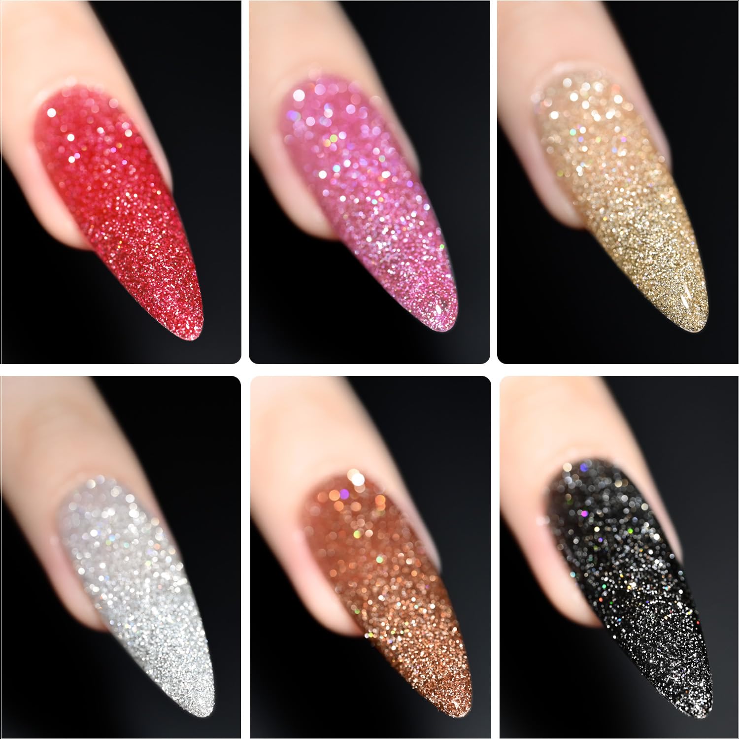 Set De Esmaltes De Uñas Gaoy Reflective Glitter, 6 Colores, 7,3 Ml - Venta Internacional.