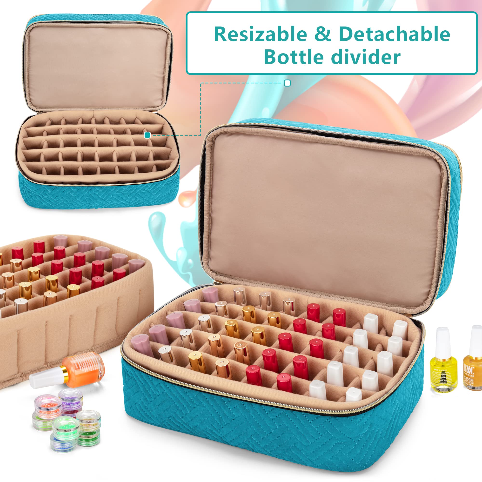 Foto 3 | Organizador De Esmaltes De Uñas Bafaso Con Capacidad Para 40 Botellas De 15 Ml, Color Verde Azulado - Venta Internaci
