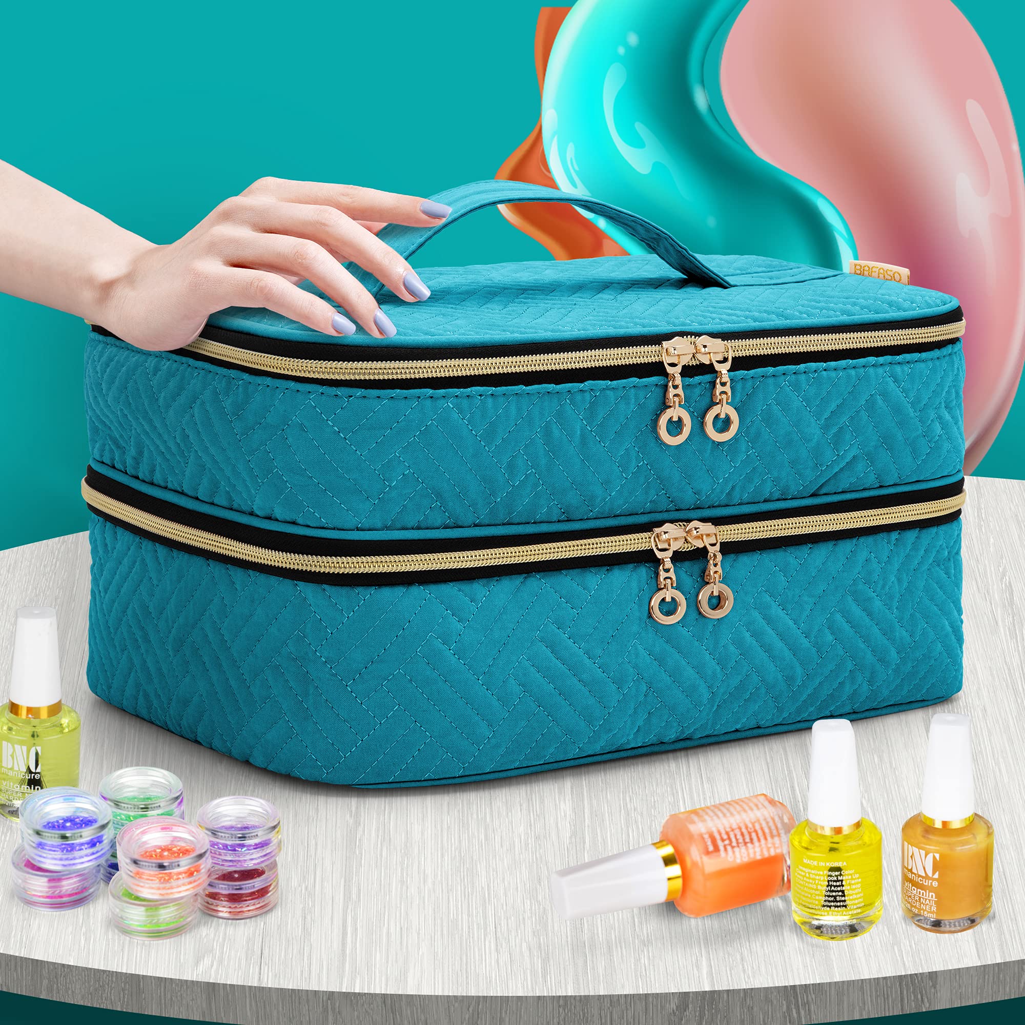 Foto 6 | Organizador De Esmaltes De Uñas Bafaso Con Capacidad Para 40 Botellas De 15 Ml, Color Verde Azulado - Venta Internaci