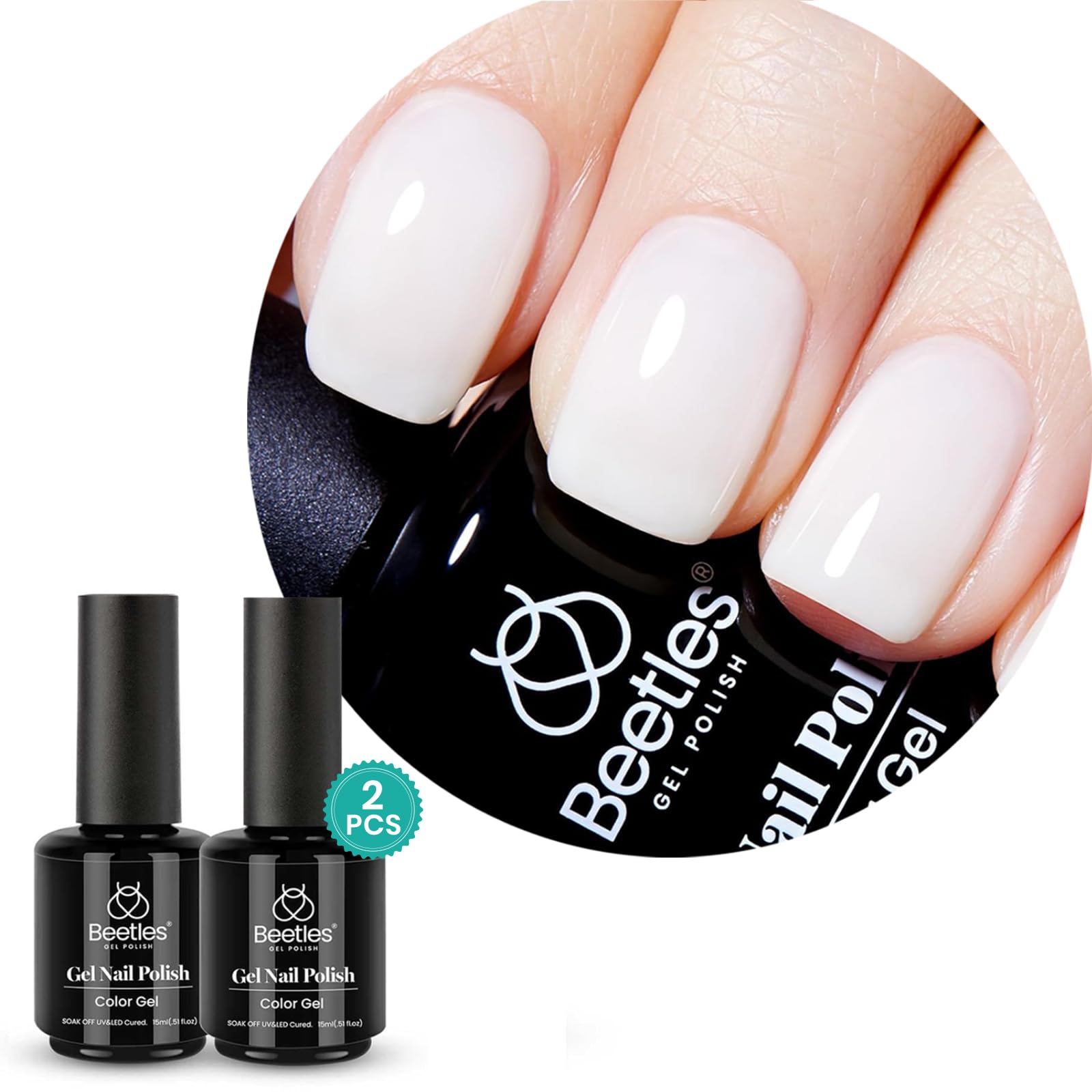 Esmalte De Uñas Beetles Milky White Jelly Gel, 15 Ml, Juego De 2 - Venta Internacional.