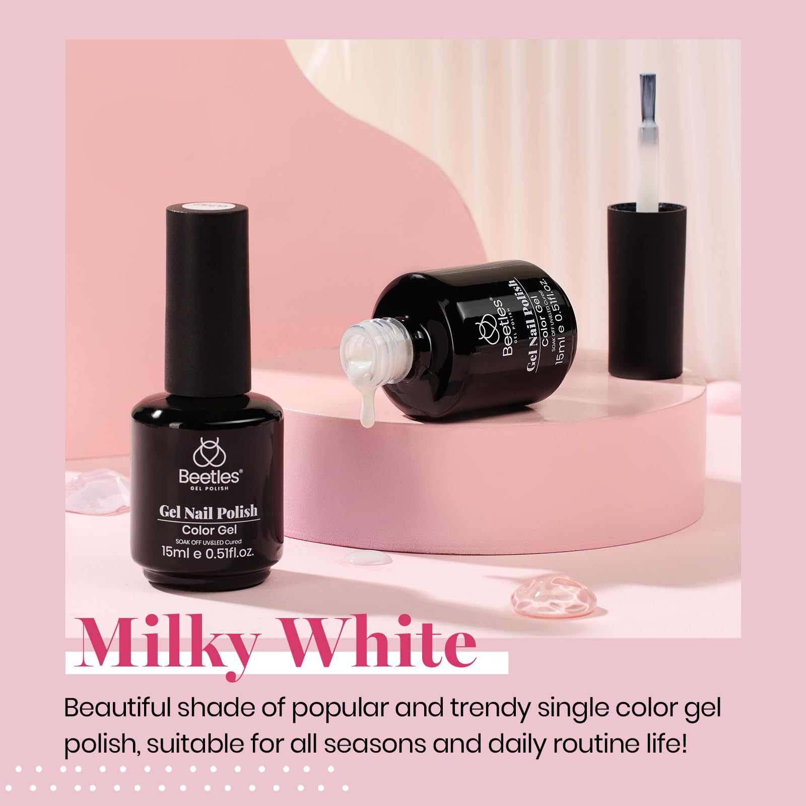 Foto 3 pulgar | Esmalte De Uñas Beetles Milky White Jelly Gel, 15 Ml, Juego De 2 - Venta Internacional.