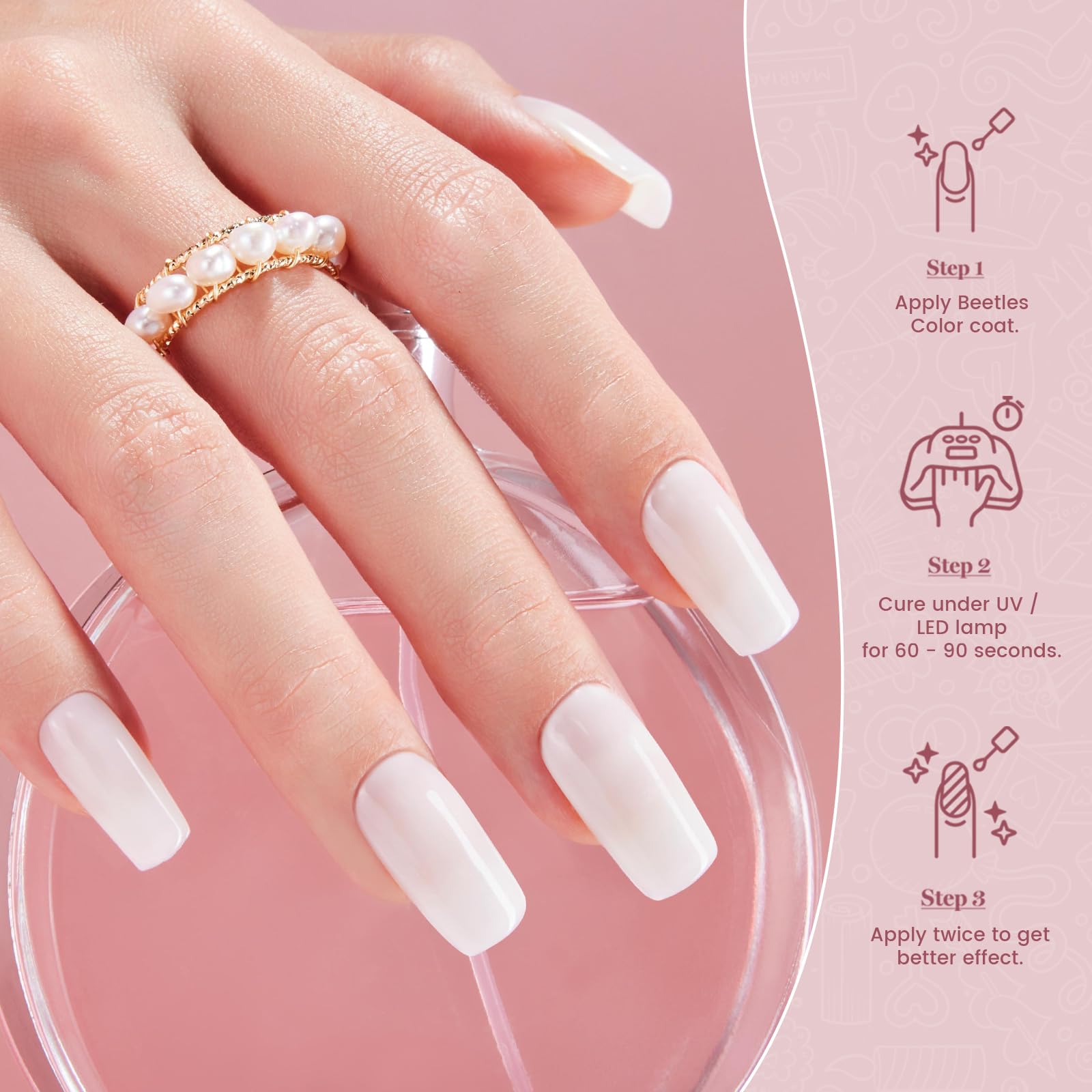 Foto 6 pulgar | Esmalte De Uñas Beetles Milky White Jelly Gel, 15 Ml, Juego De 2 - Venta Internacional.