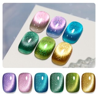 Foto 1 | Juego De Esmaltes De Uñas Gaoy Glitter Cat Eye Gel Con Imán, 7,3 Ml X 6 - Venta Internacional.