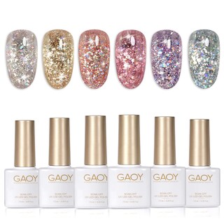 Foto 1 | Set De Esmaltes De Uñas En Gel Con Purpurina Gaoy, 6 Colores, 7,3 Ml, Uv Led - Venta Internacional.