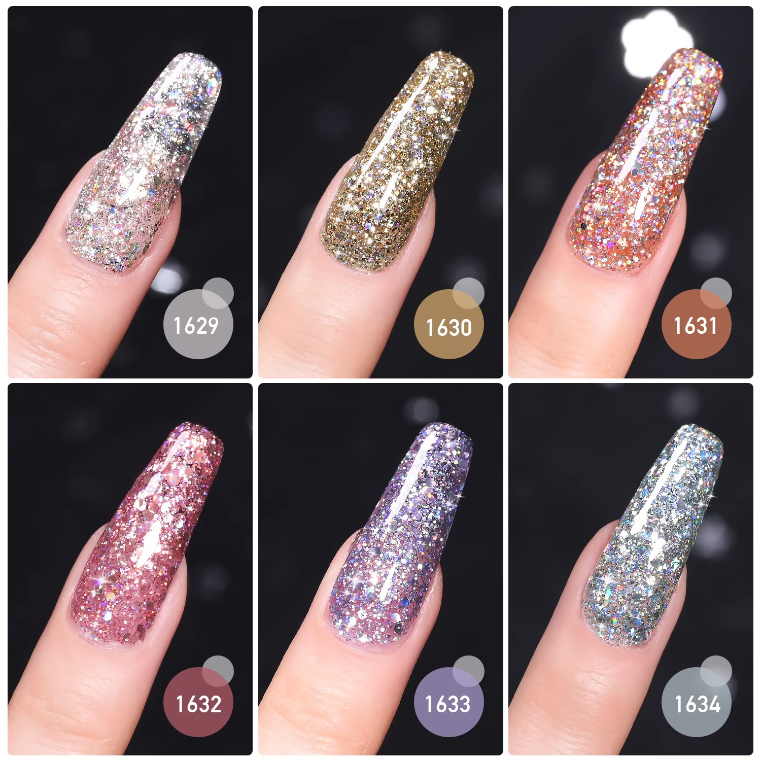Foto 6 pulgar | Set De Esmaltes De Uñas En Gel Con Purpurina Gaoy, 6 Colores, 7,3 Ml, Uv Led - Venta Internacional.