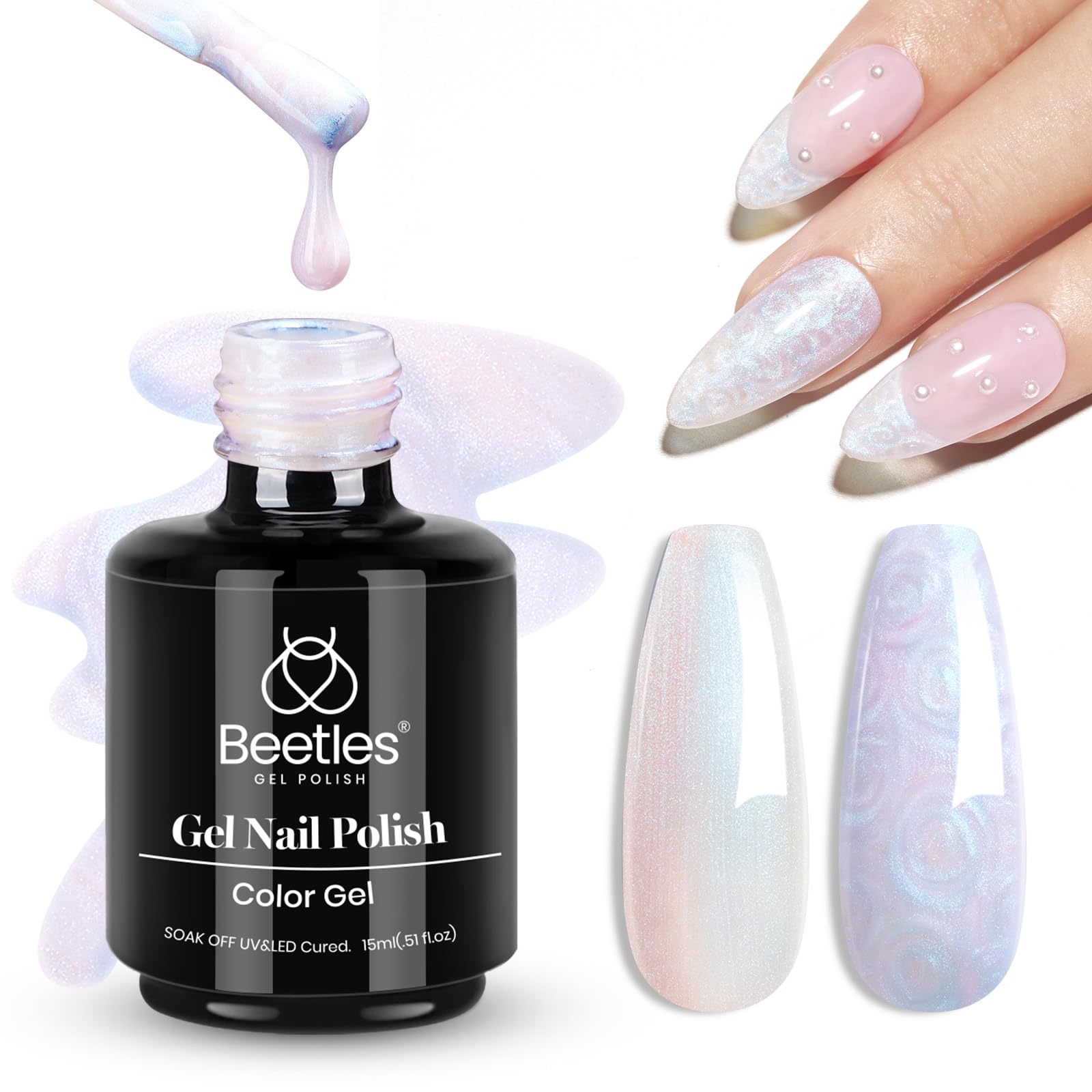 Foto 2 pulgar | Esmalte De Uñas Beetles Pearl Gel 15 Ml Pearl White Shimmer - Venta Internacional.