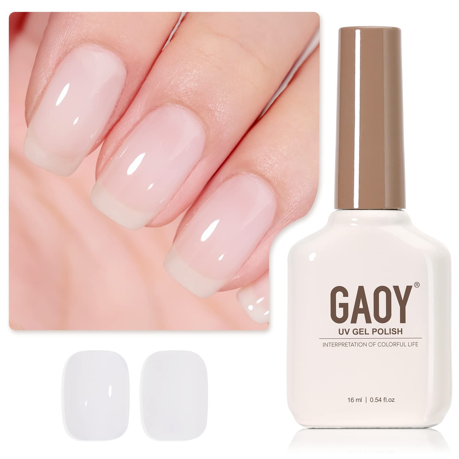 Esmalte De Uñas En Gel Gaoy Milky White 16 Ml Nude Color 1482 Soak Off - Venta Internacional.