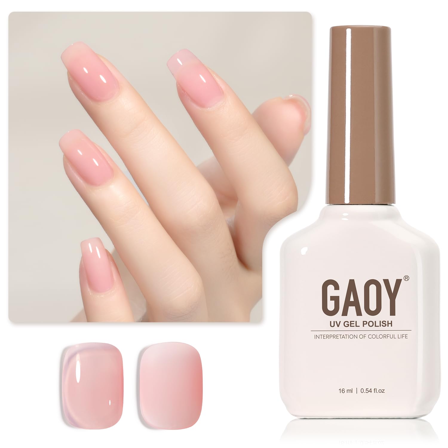 Esmalte De Uñas En Gel Gaoy Sheer Pink Nude, 16 Ml, Uv Light Cure - Venta Internacional.