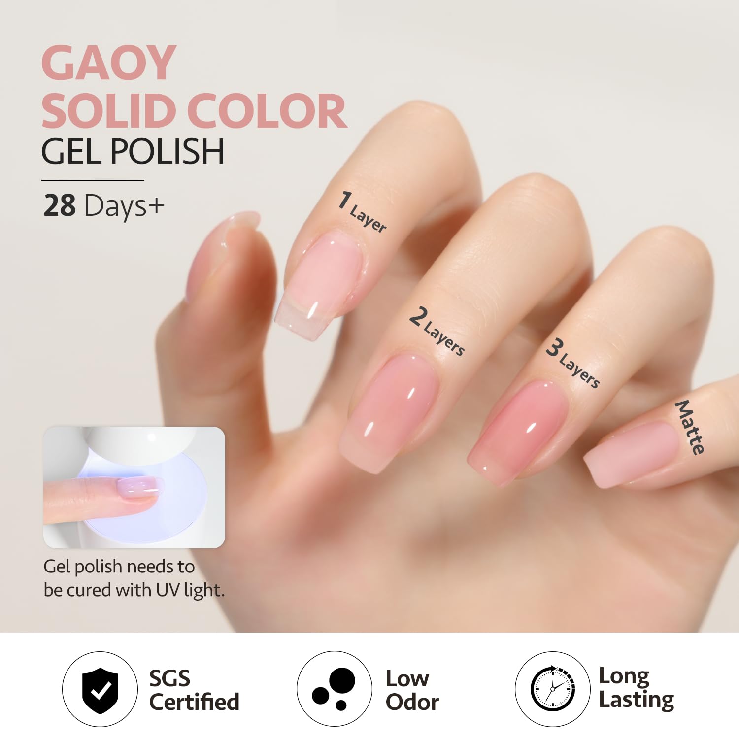 Foto 7 pulgar | Esmalte De Uñas En Gel Gaoy Sheer Pink Nude, 16 Ml, Uv Light Cure - Venta Internacional.