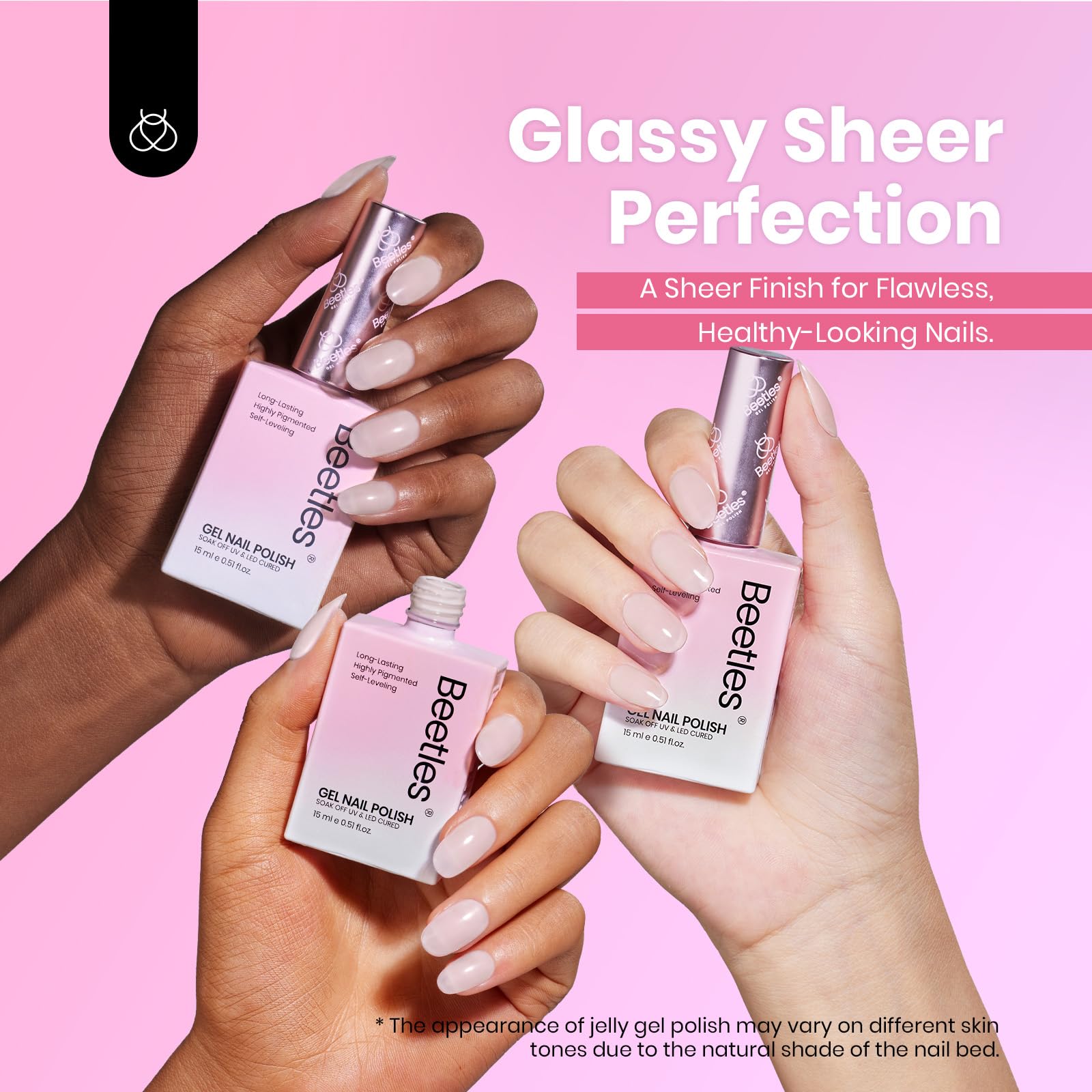 Foto 4 | Set De Esmaltes De Uñas En Gel Beetles Nude Pink, 6 Colores, Primavera - Venta Internacional.