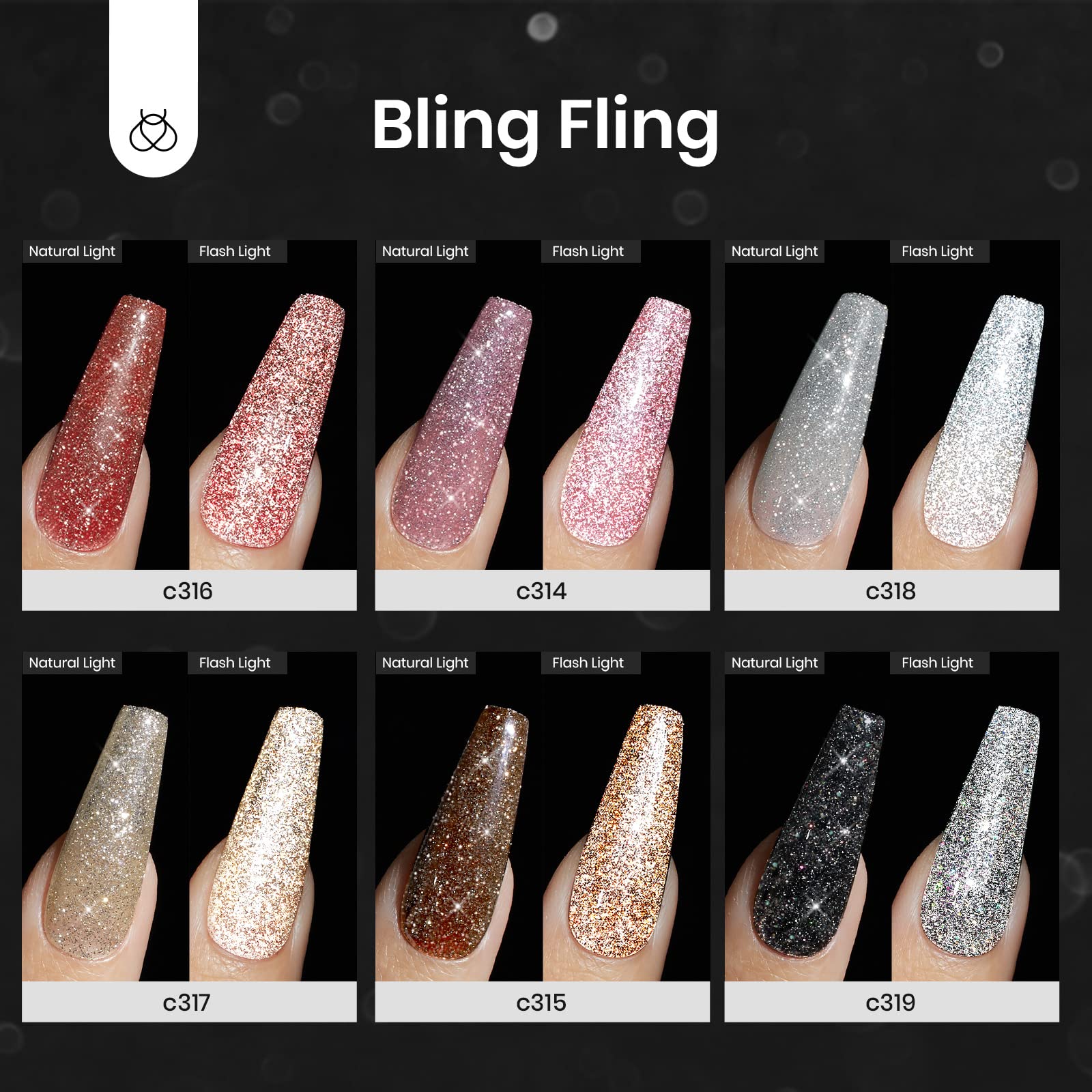 Foto 7 pulgar | Set De Esmaltes De Uñas En Gel Con Purpurina Reflectante Para Invierno, 6 Colores - Venta Internacional.