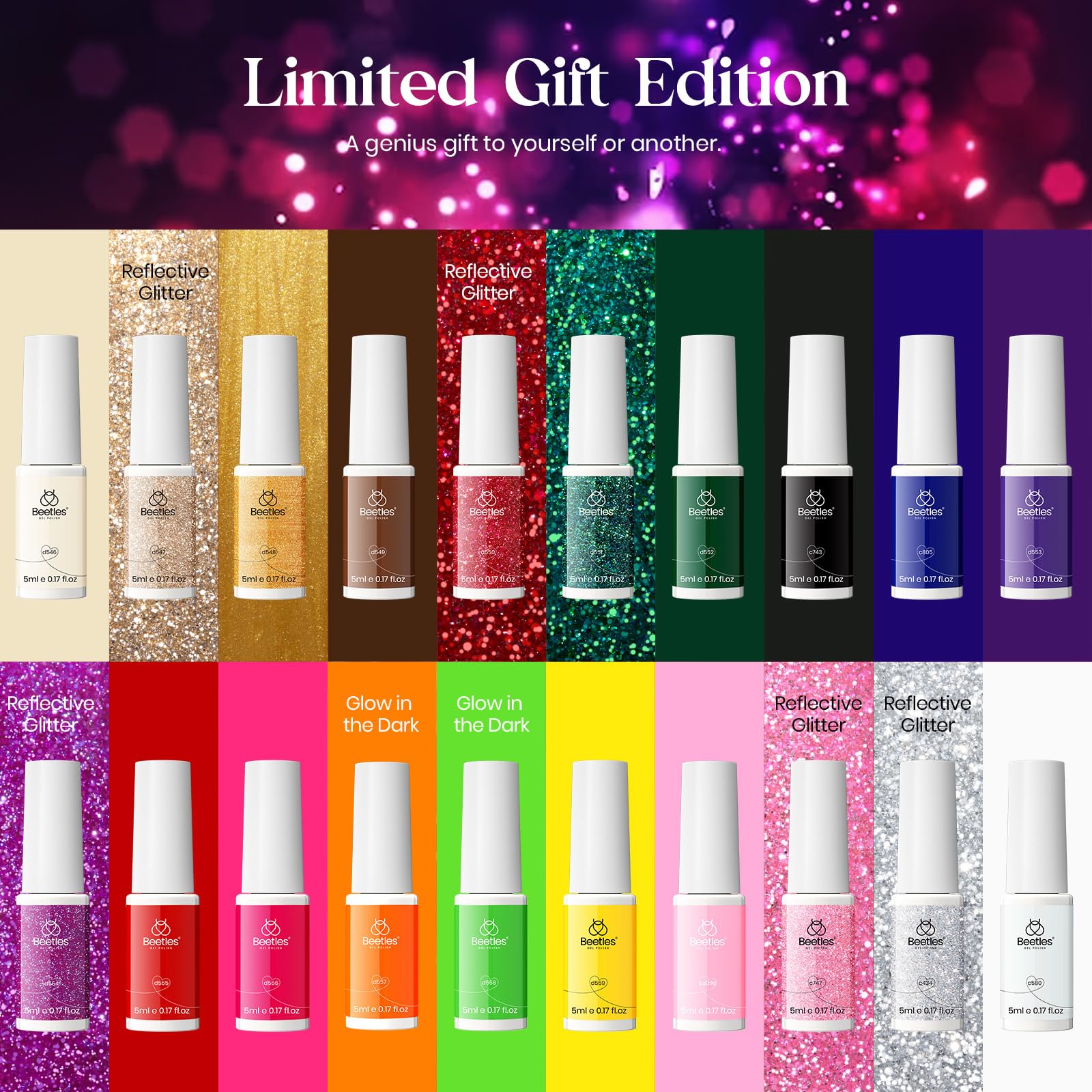 Foto 7 | Set De Esmaltes En Gel Nail Art Liner Beetles Holiday, 21 Colores - Venta Internacional.
