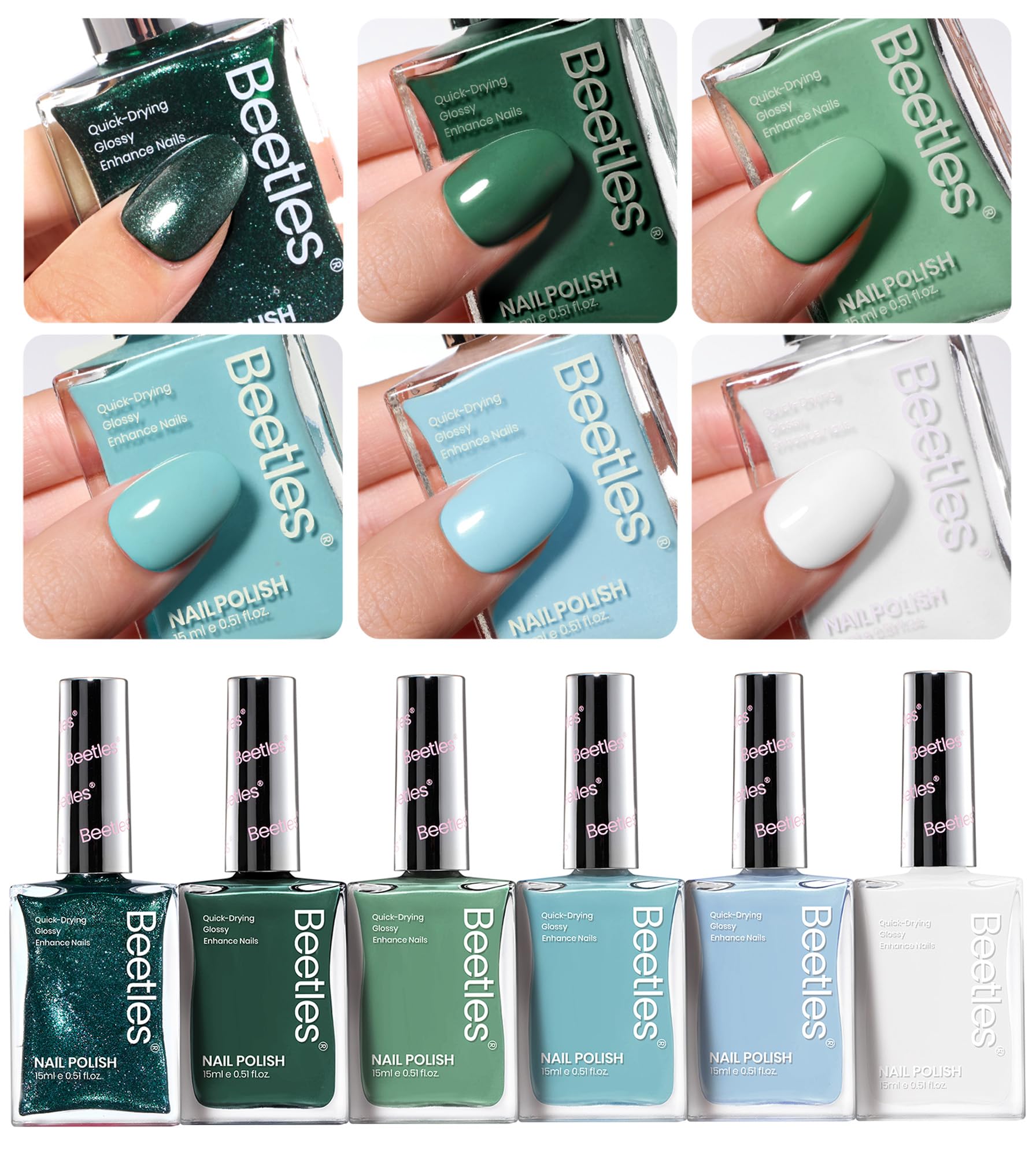Set De Esmaltes De Uñas Beetles Green P181 6 Colores Para Mujer - Venta Internacional.